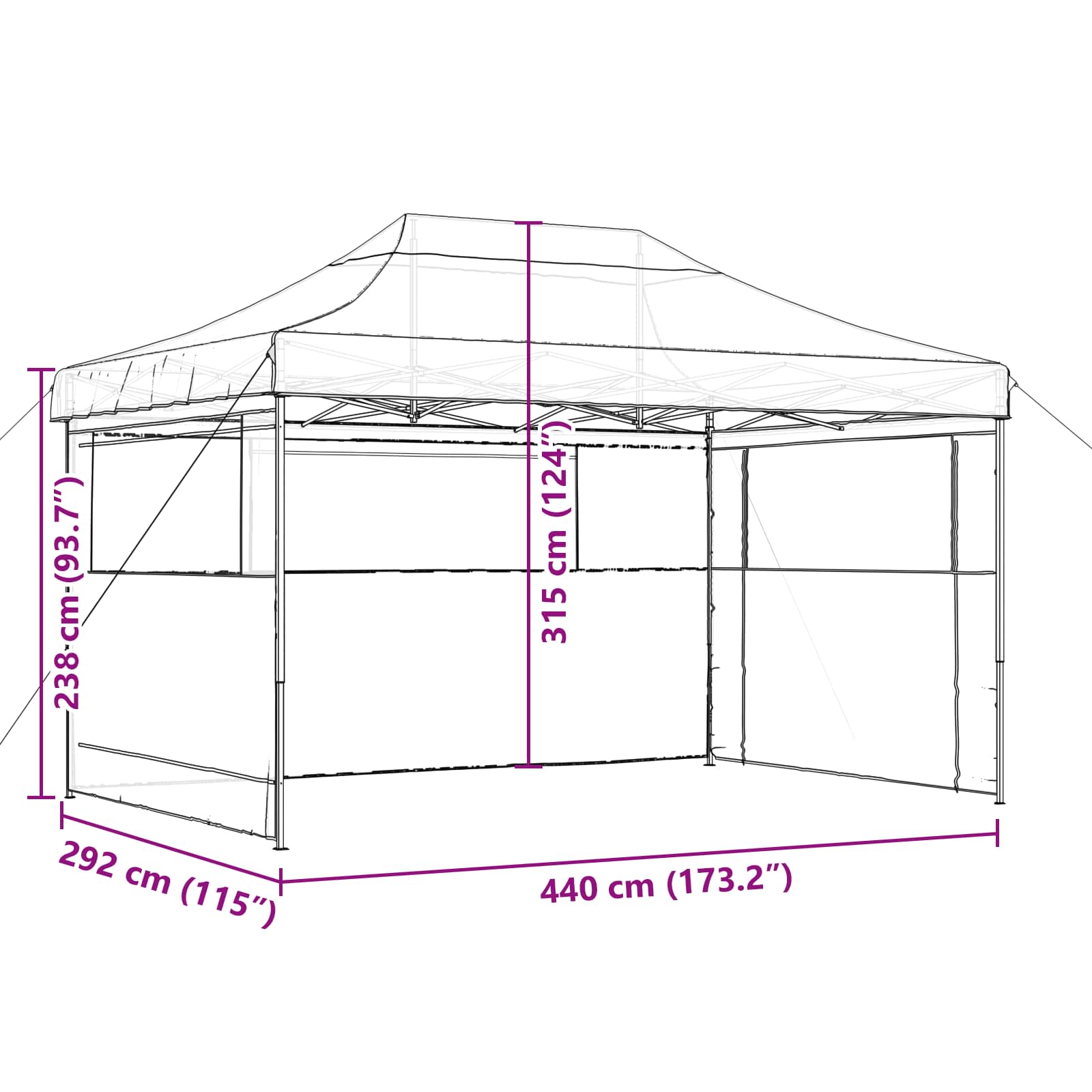 Partytent Beige 292 x 440 x 315 cm Oxford Stof