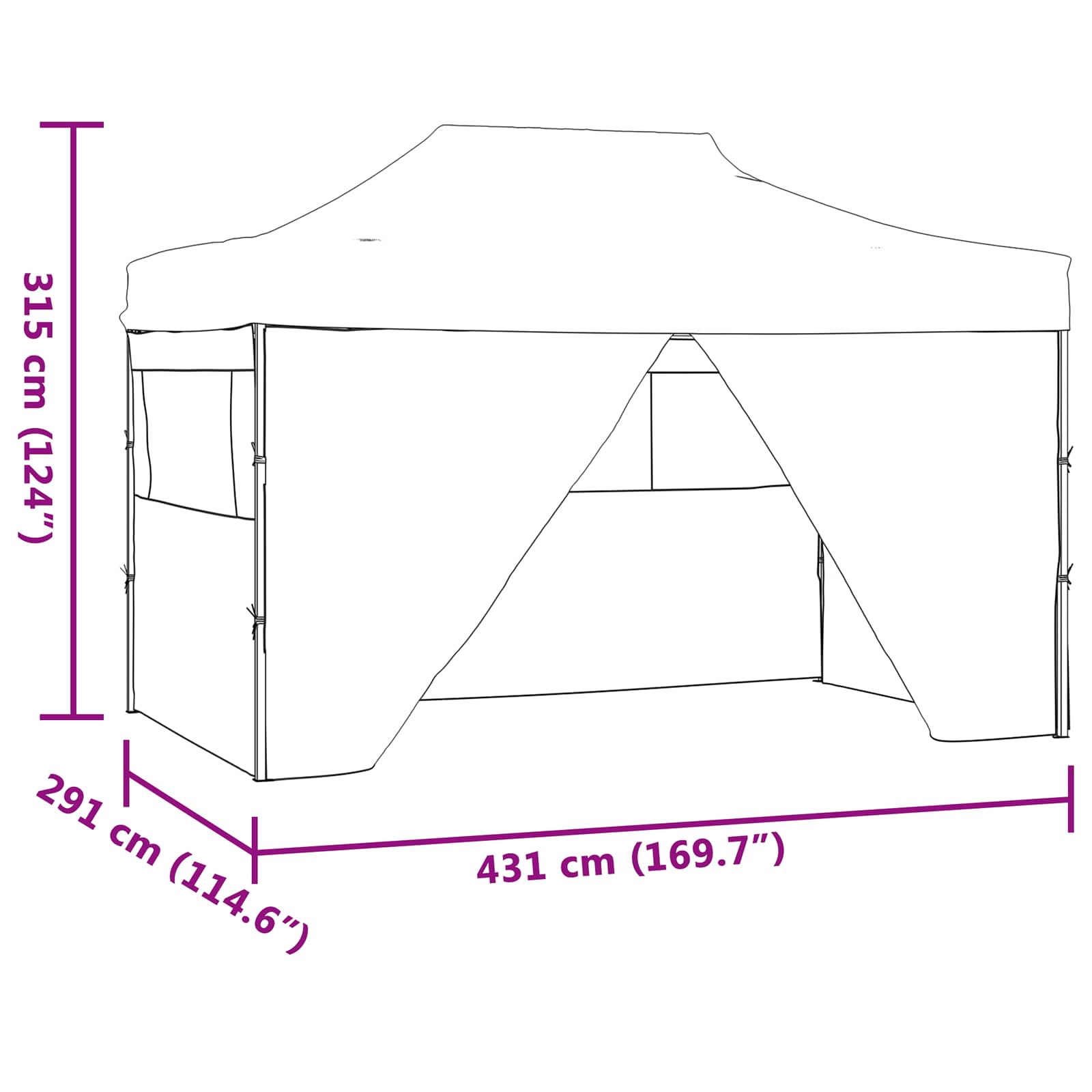 Partytent Crème 291 x 431 x 315 cm Oxford Stof