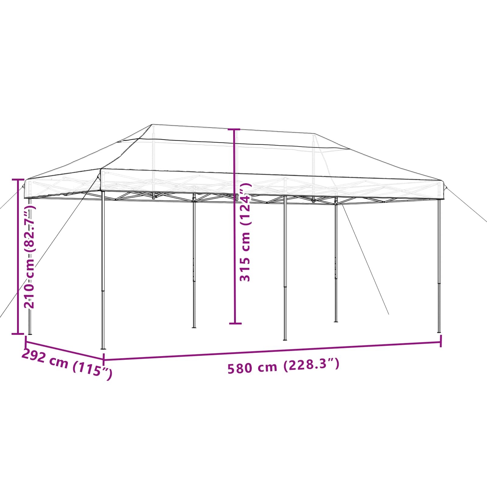 Partytent Bruin 292 x 580 x 315 cm Oxford Stof