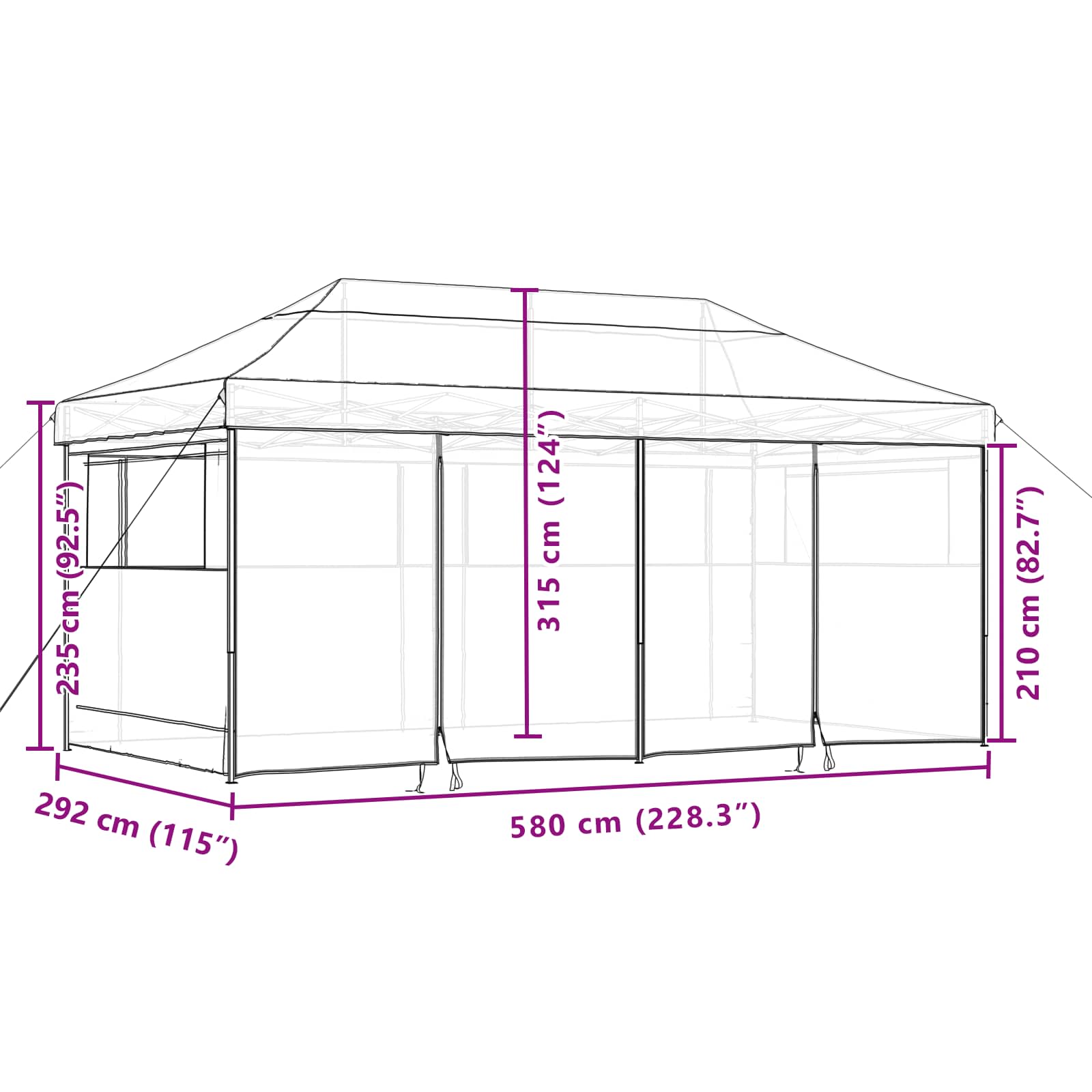 Partytent Terracotta 292 x 580 x 315 cm Oxford Stof