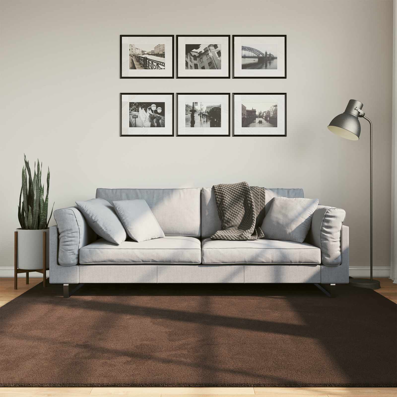 Medium pile zachte en wasbare tapijt HUARTE Bruin 200 x 200 cm