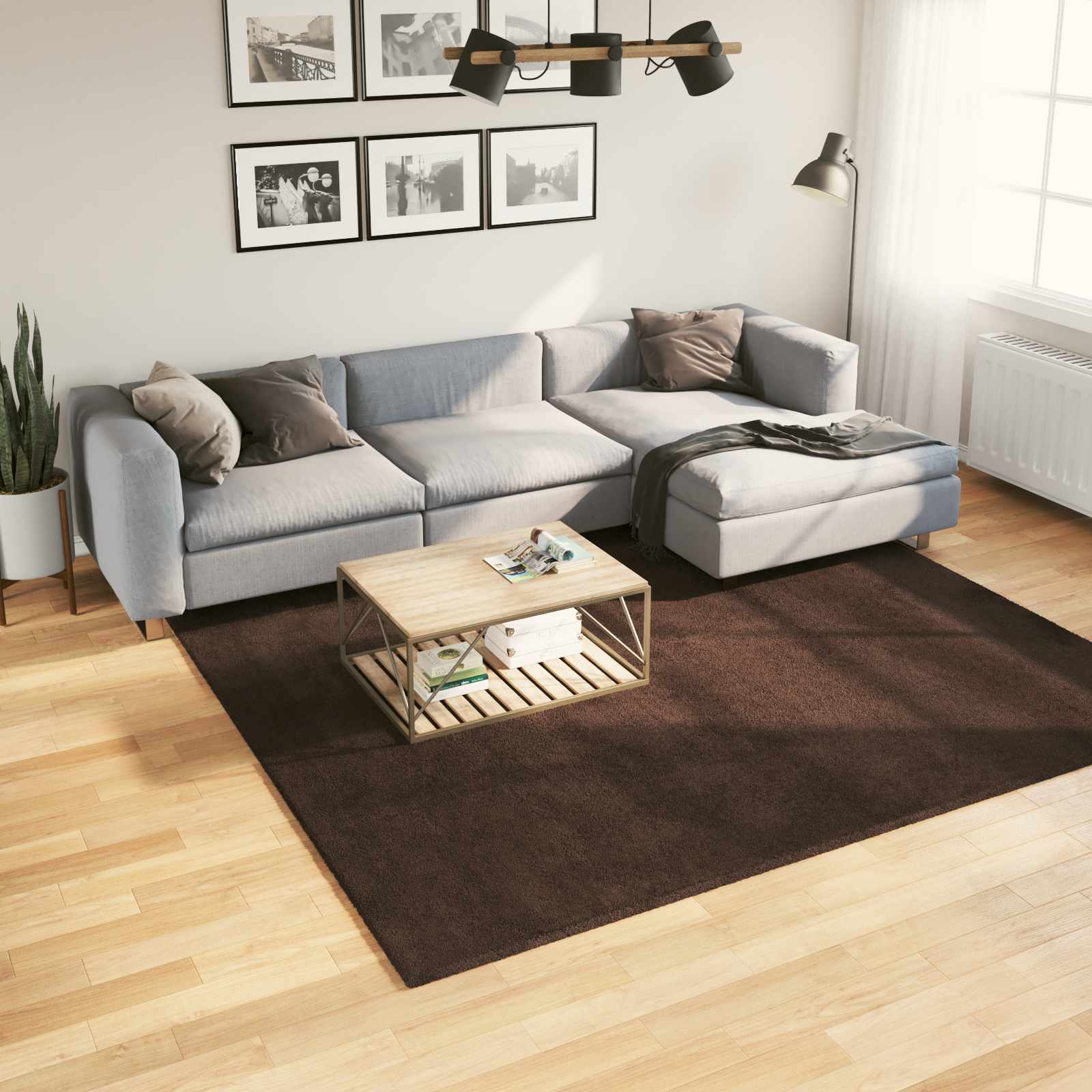 Medium pile zachte en wasbare tapijt HUARTE Bruin 240 x 240 cm