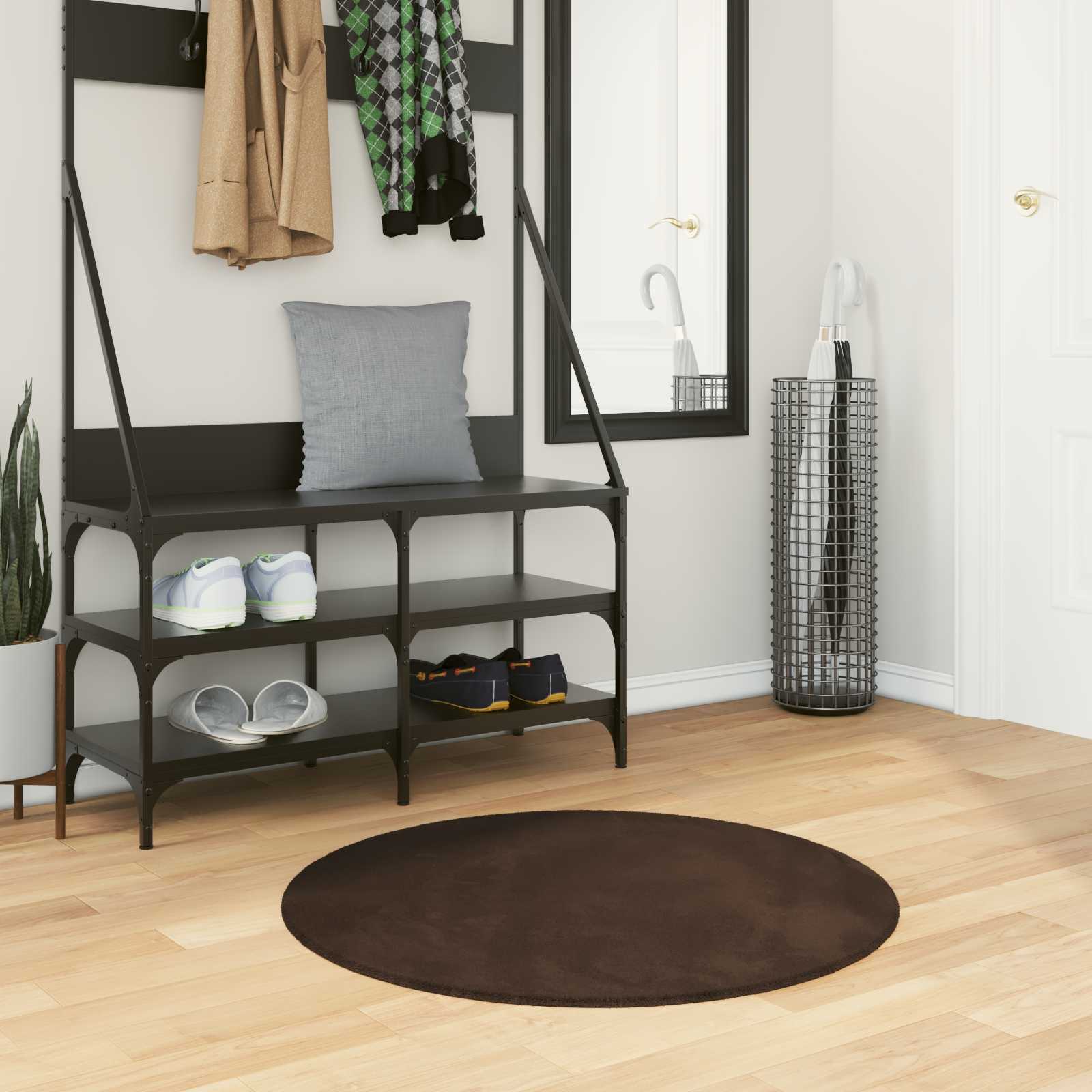 Medium pile zachte en wasbare tapijt HUARTE Bruin Ø 80 CM