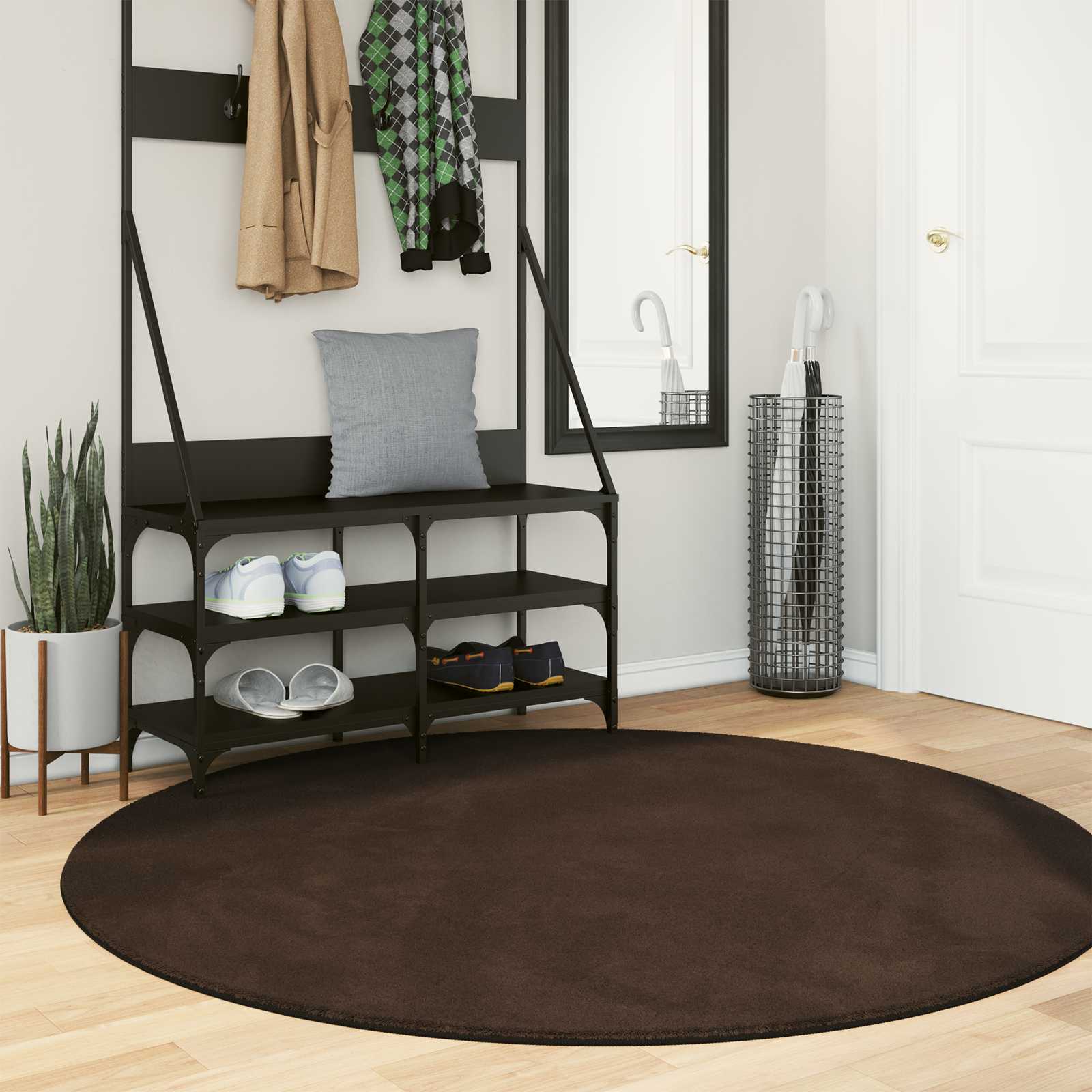 Medium pile zachte en wasbare tapijt HUARTE Bruin Ø 160 CM