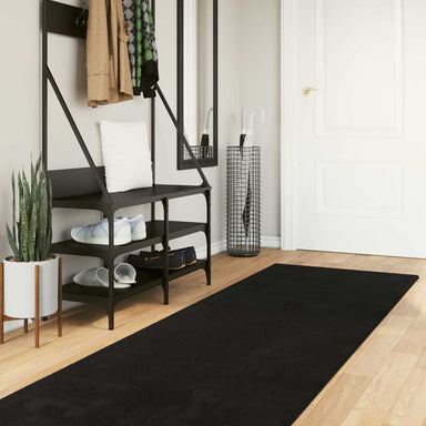 Medium pile zachte en wasbare tapijt HUARTE Zwart 750 x 80 cm