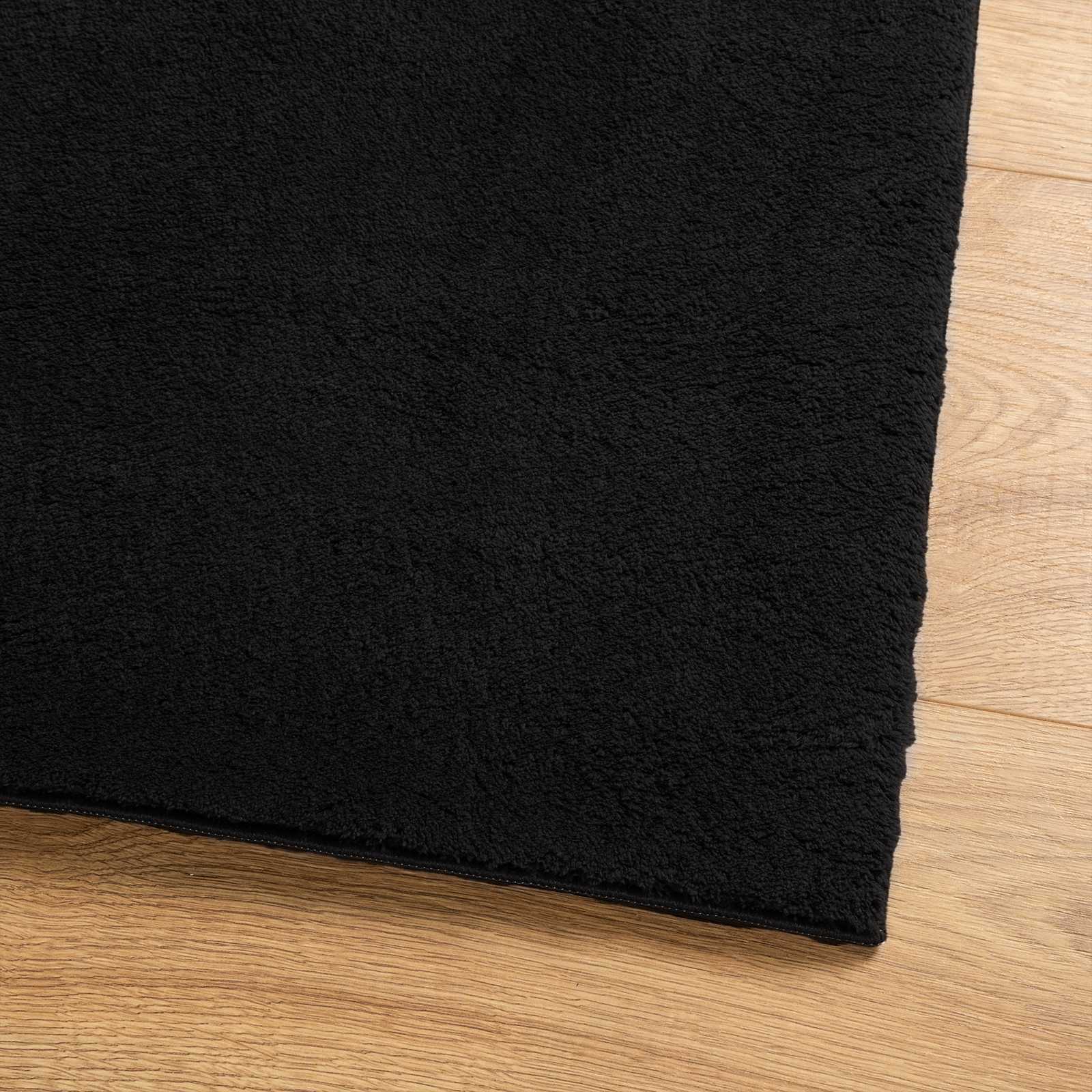 Medium pile zachte en wasbare tapijt HUARTE Zwart 1000 x 80 cm