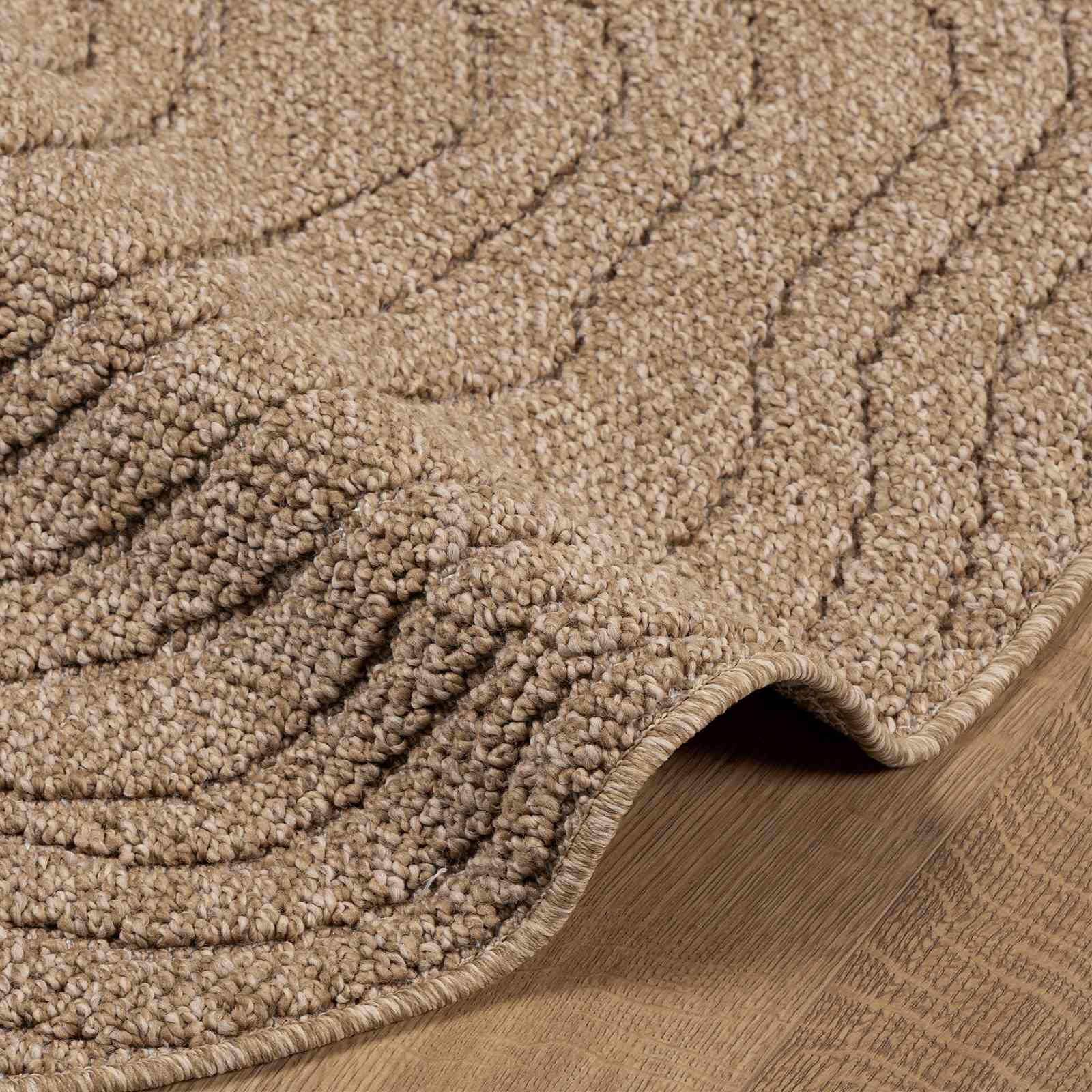 Vloerkleden Rond Moiré AGIRA Naturel Ø 200 CM Polyester