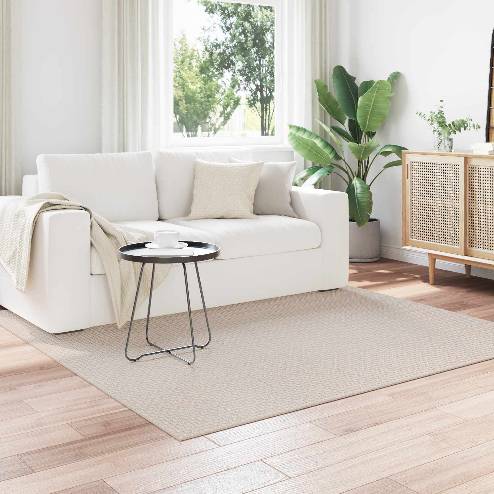 Vloerkleden Vierkant FARO Crème 120 x 120 cm Polyester