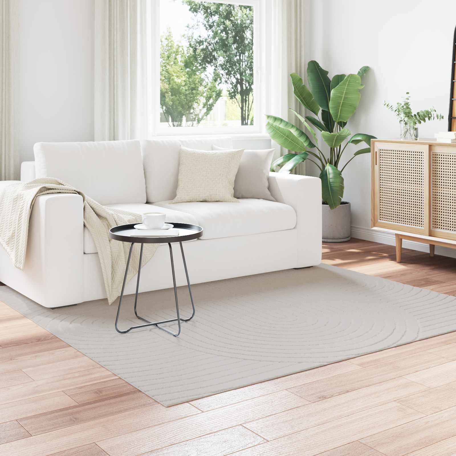 Vloerkleden Vierkant PALMERAS Crème 120 x 120 cm Polyester