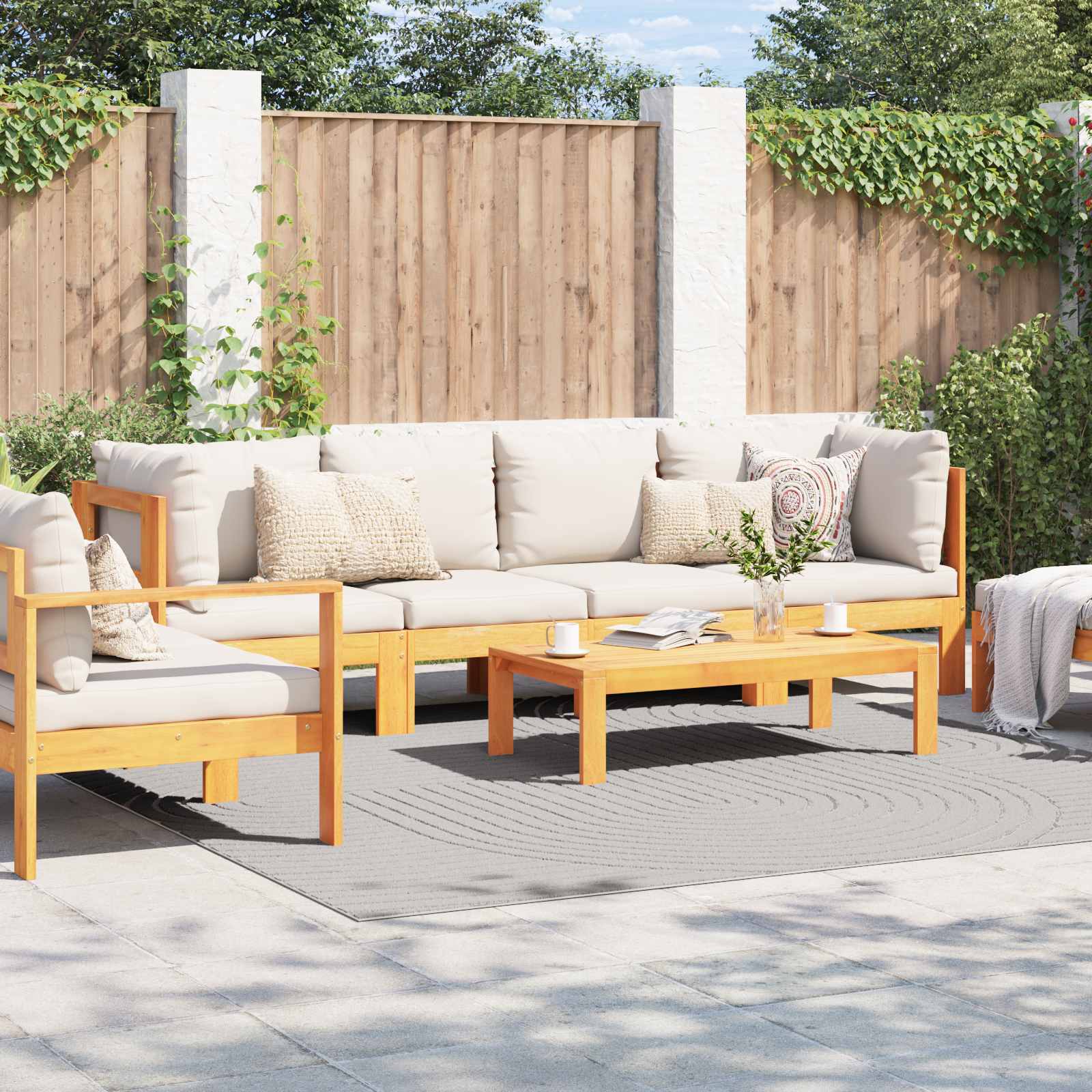Vloerkleden Vierkant PALMERAS Crème 240 x 240 cm Polyester