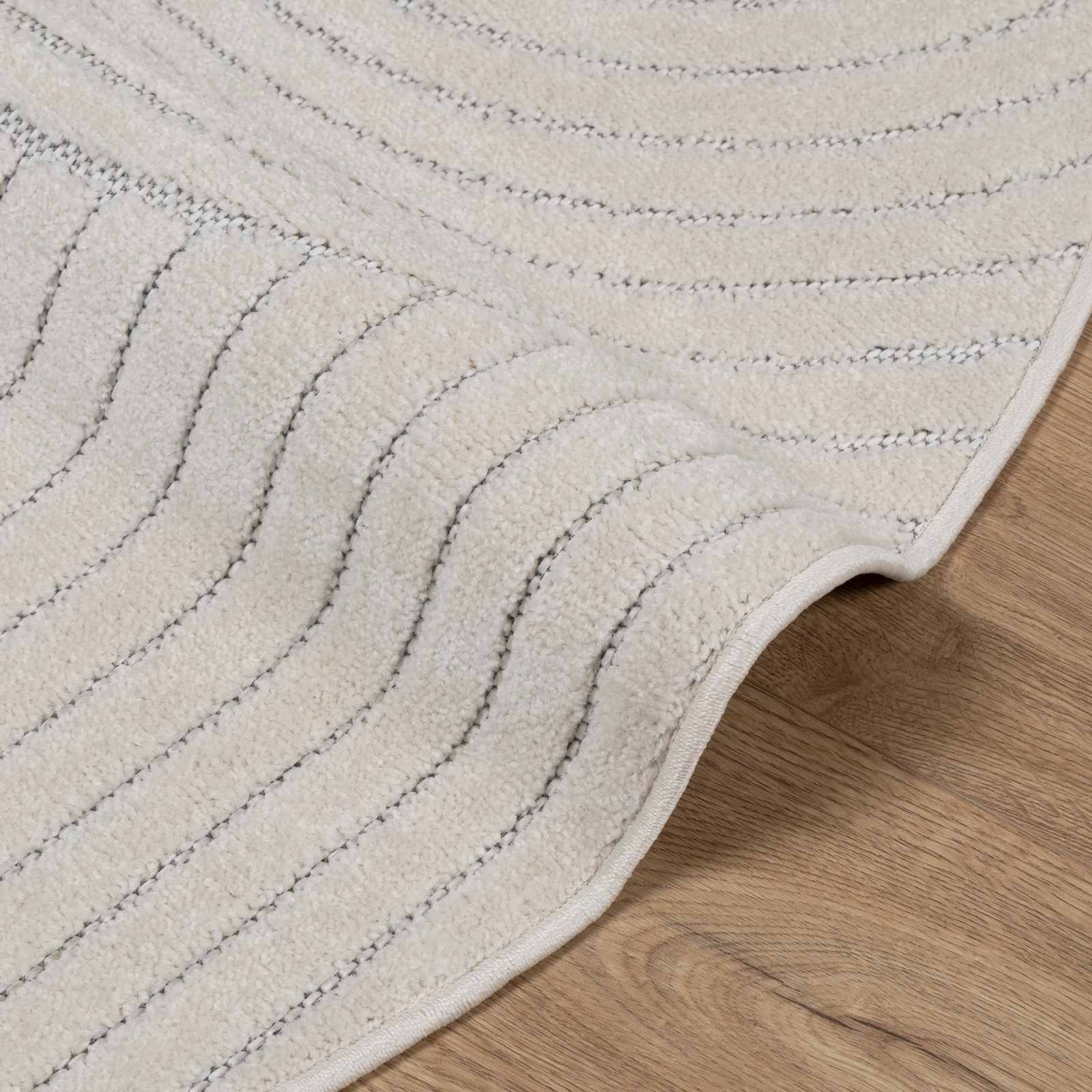 Vloerkleden Rond PALMERAS Crème Ø 200 CM Polyester