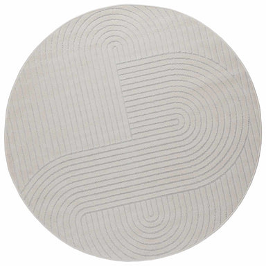 Vloerkleden Rond PALMERAS Crème Ø 200 CM Polyester