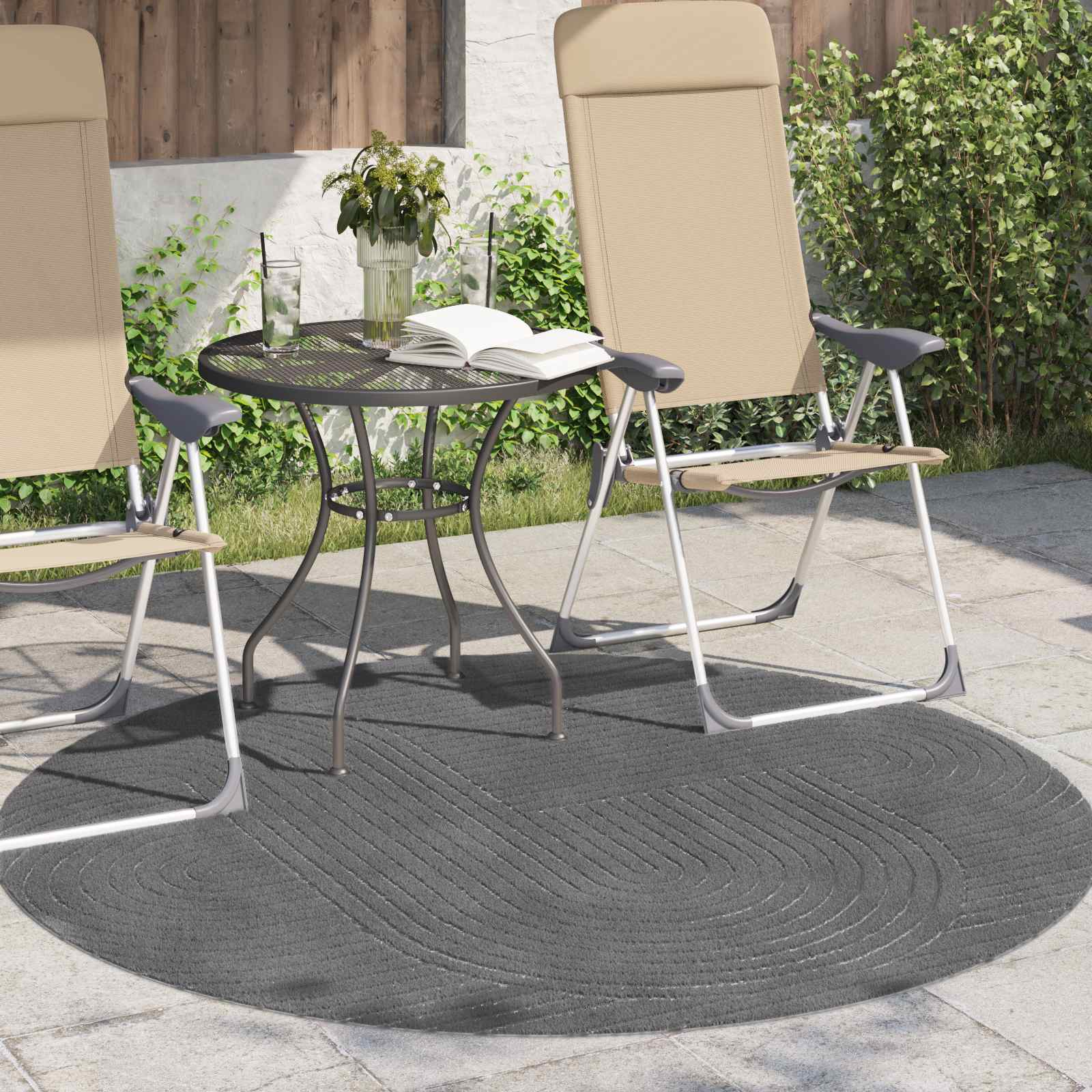 Vloerkleden Rond PALMERAS Antraciet Ø 160 CM Polyester