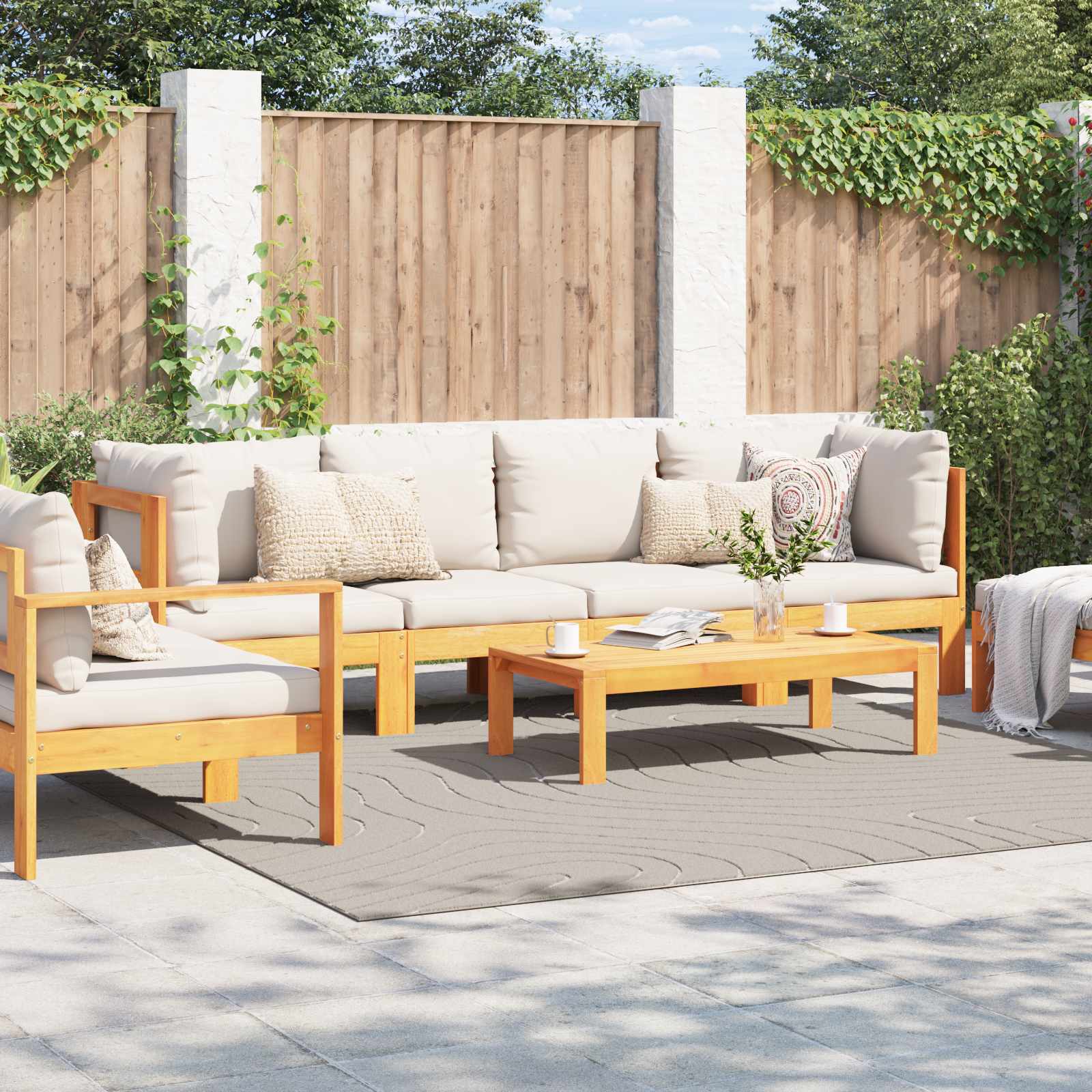 Vloerkleden Vierkant PALMERAS Crème 240 x 240 cm Polyester