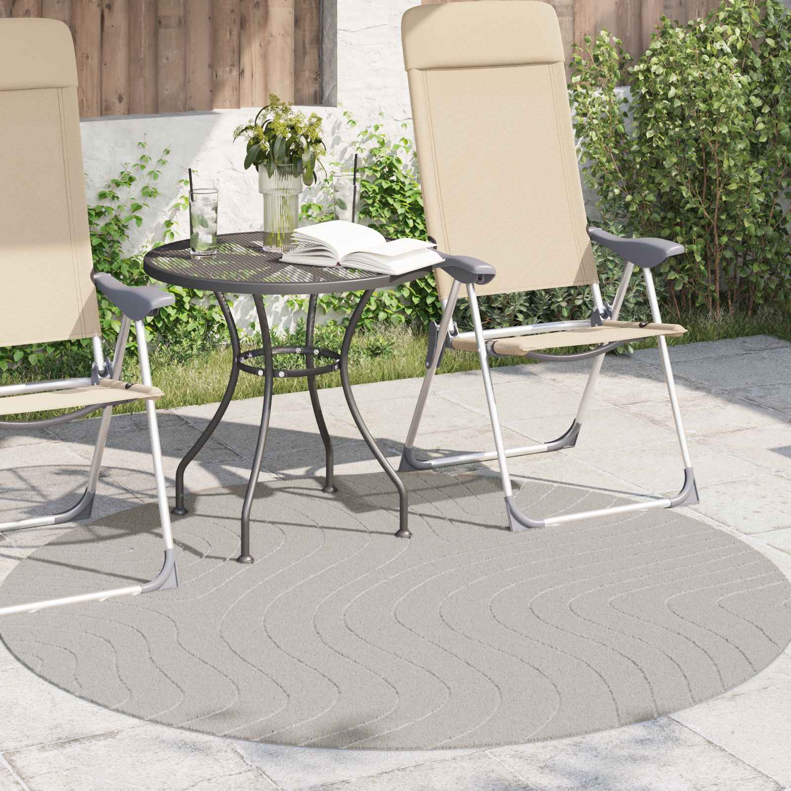 Vloerkleden Rond PALMERAS Crème Ø 160 CM Polyester