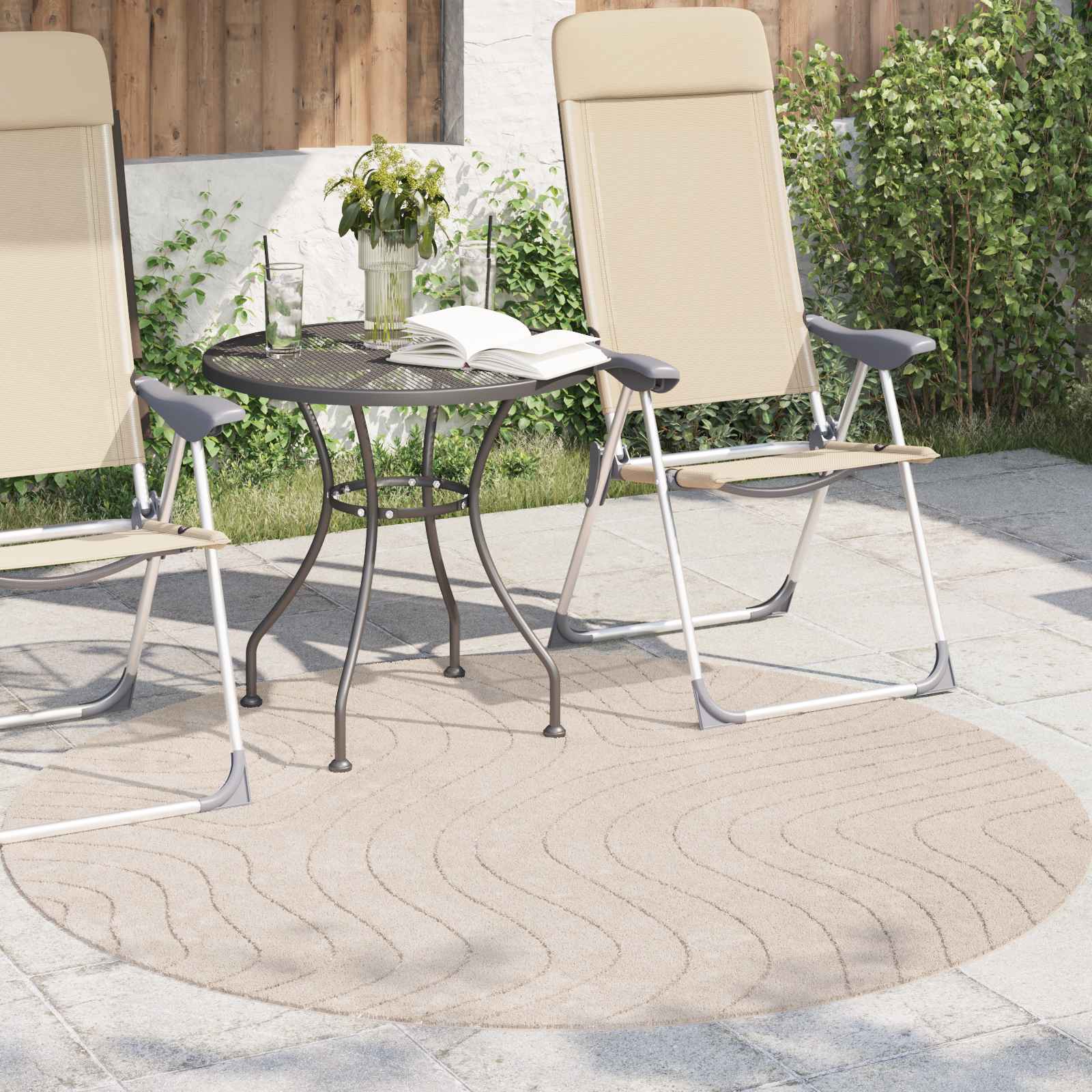 Vloerkleden Rond PALMERAS Beige Ø 160 CM Polyester