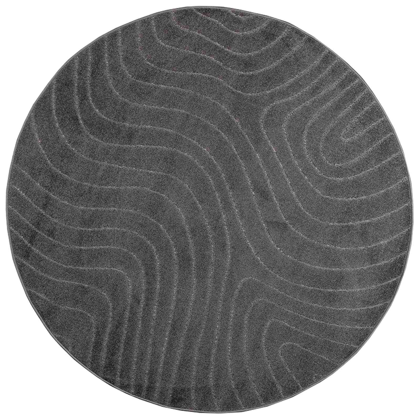 Vloerkleden Rond PALMERAS Antraciet Ø 120 CM Polyester