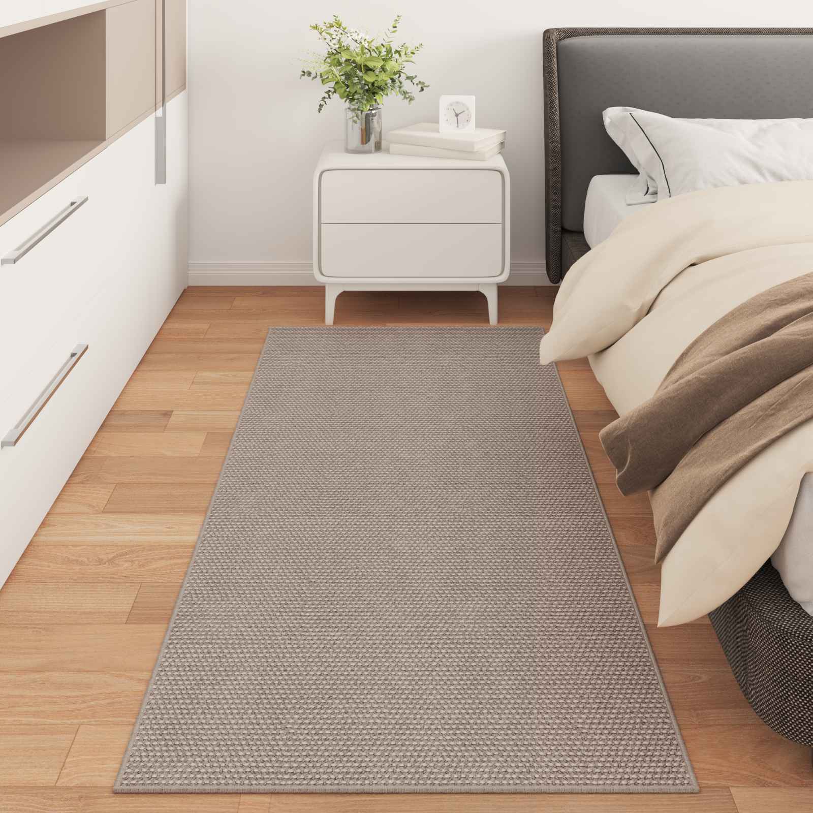 Vloerkleden Rechthoekig LUGO Taupe 80 x 200 cm Polyester