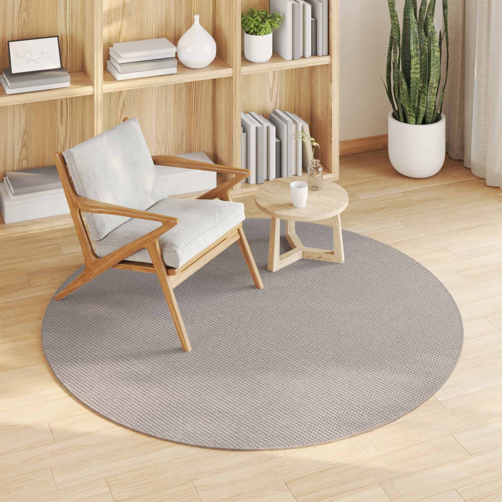 Vloerkleden Rond LUGO Crème en Taupe Ø 120 CM Polyester