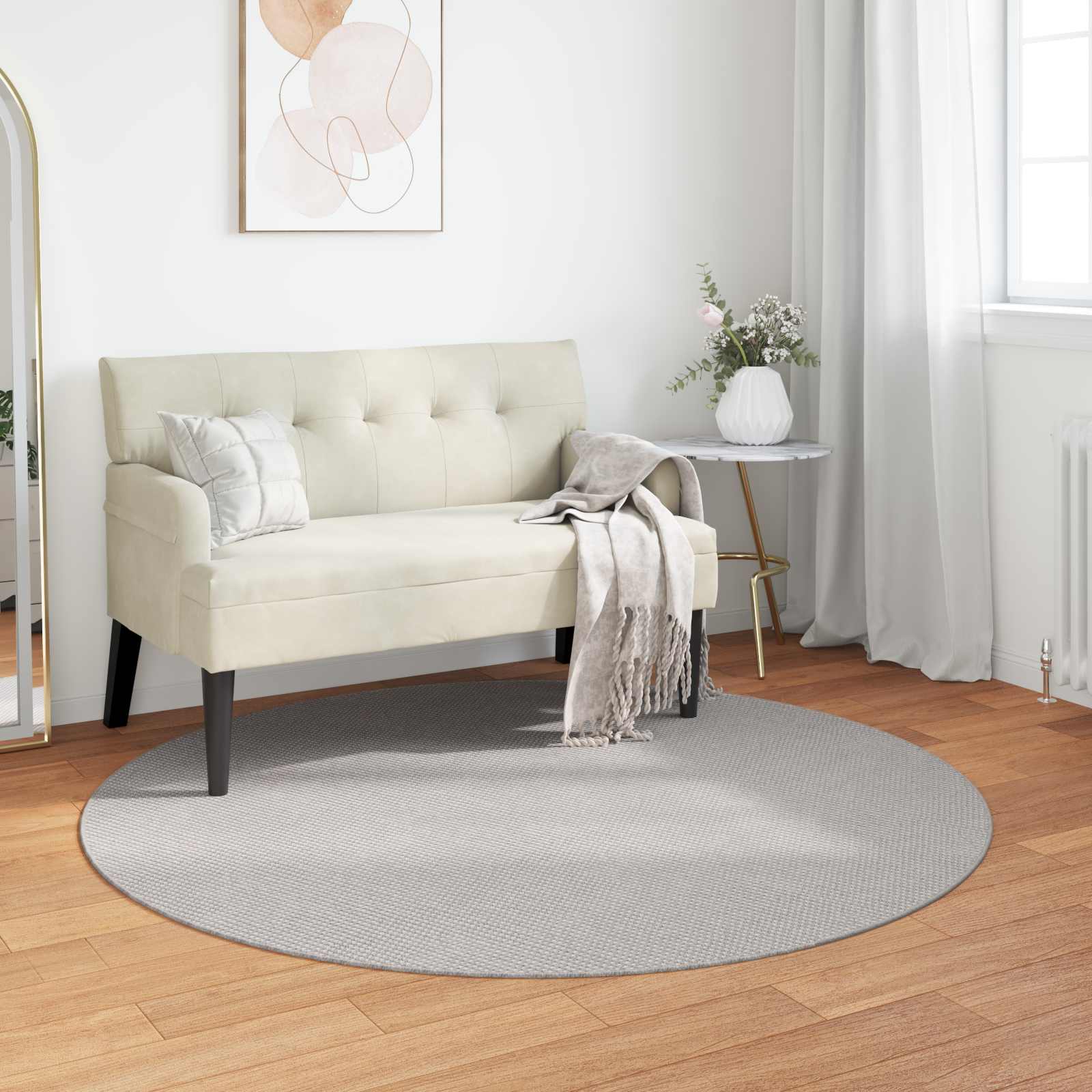 Vloerkleden Rond LUGO Crème en Grijs Ø 200 CM Polyester