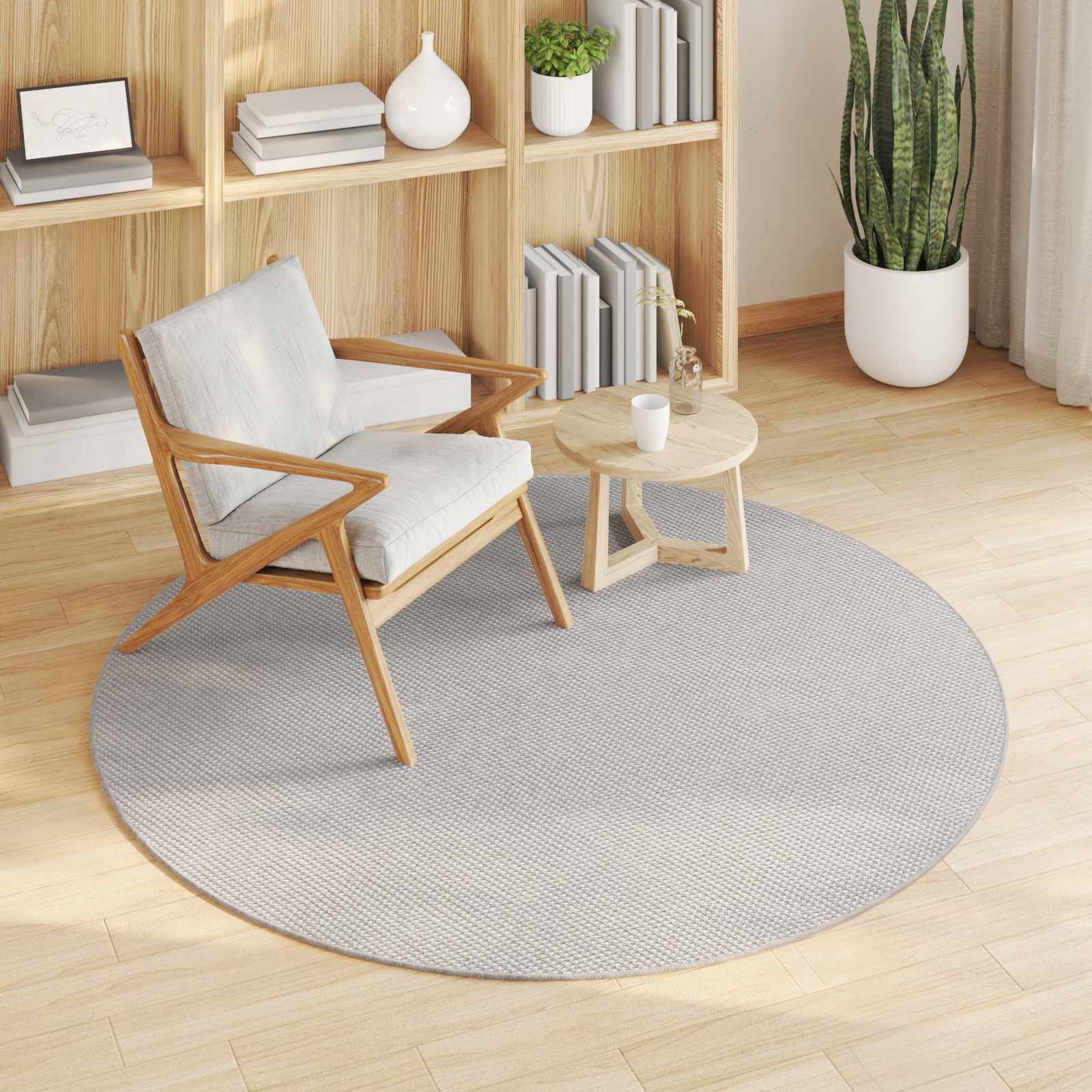 Vloerkleden Rond LUGO Crème en Grijs Ø 200 CM Polyester