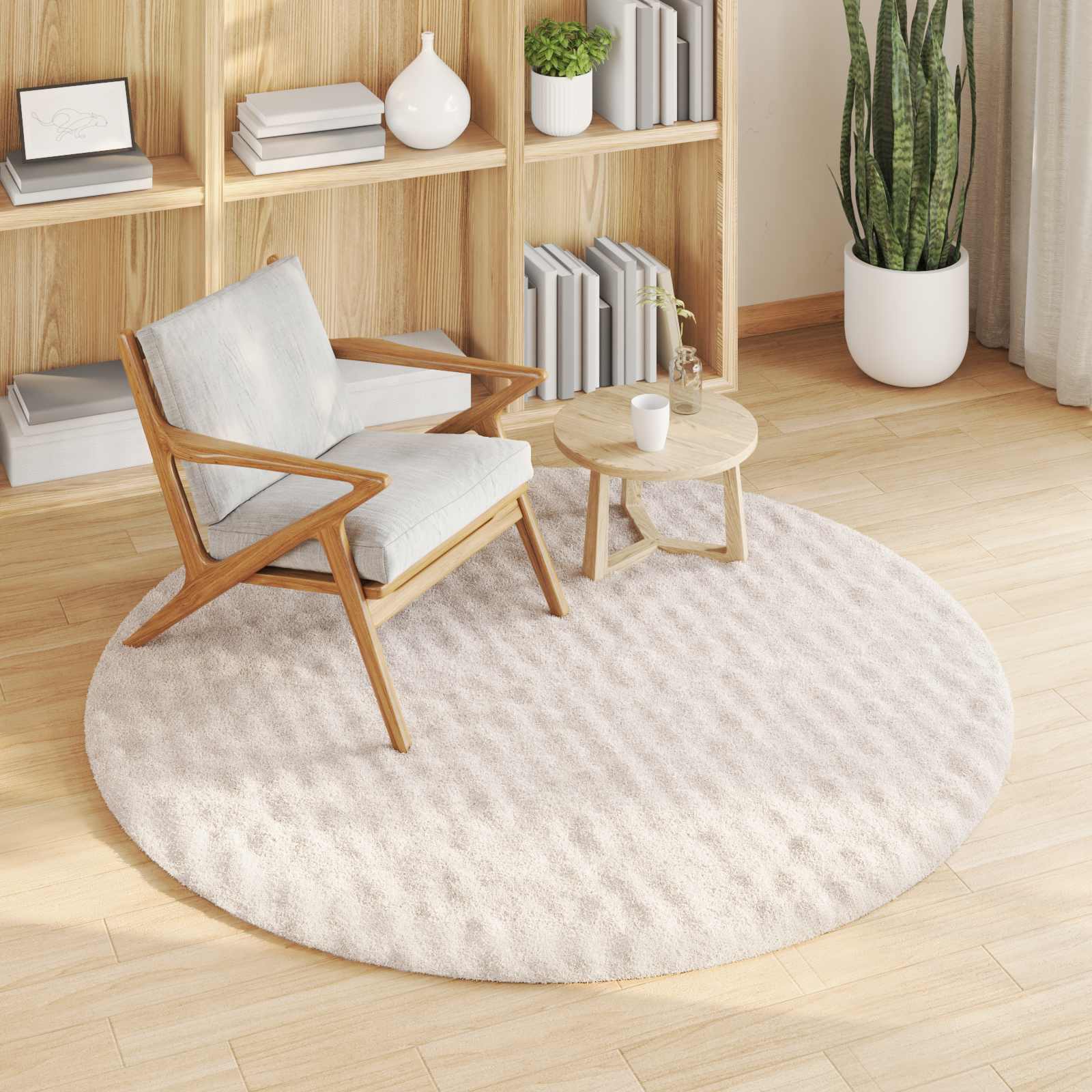 Vloerkleden Rond SIROLO Beige Ø 120 CM Polyester