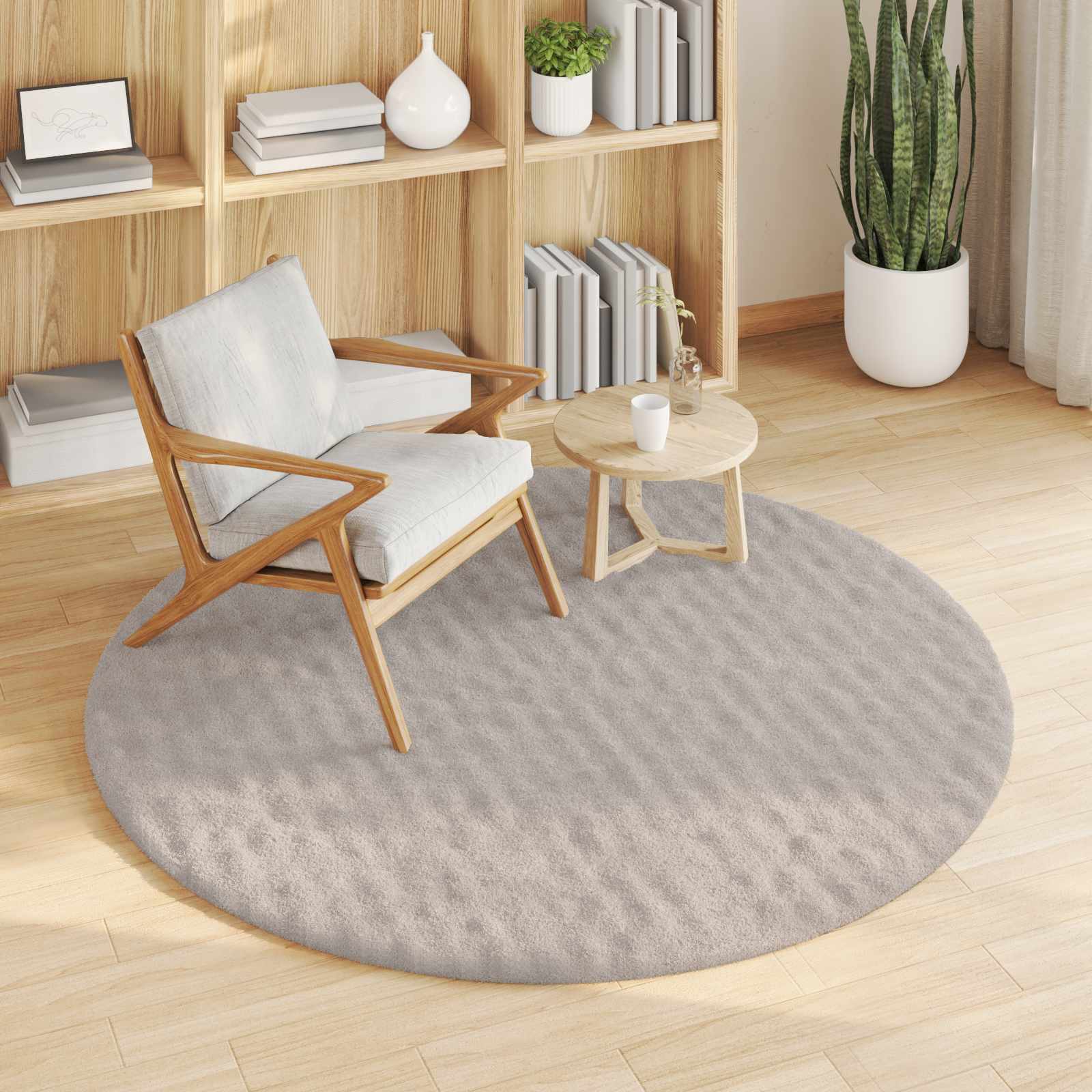 Vloerkleden Rond SIROLO Zand Ø 160 CM Polyester