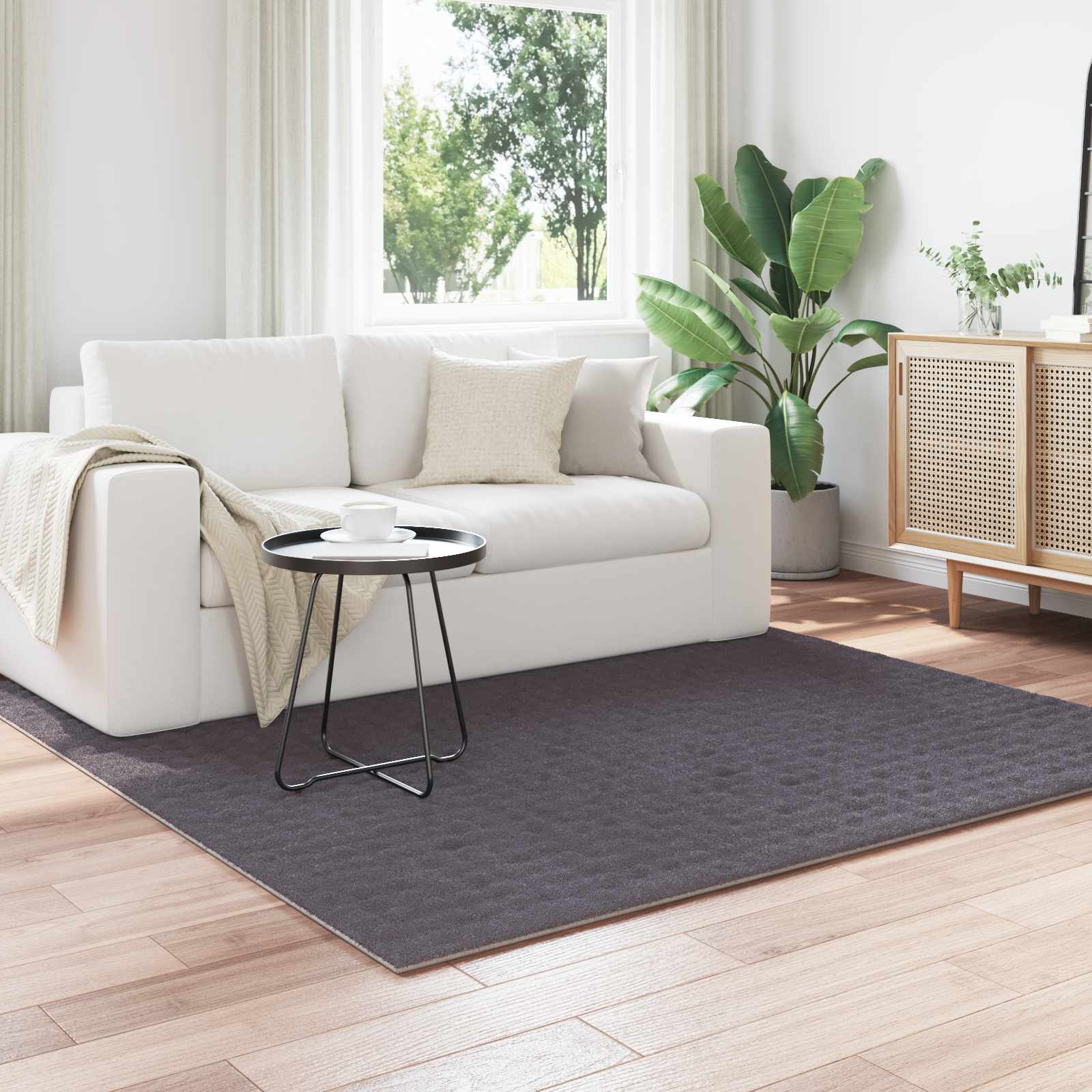 Vloerkleden Vierkant SIROLO Antraciet 200 x 200 cm Polyester