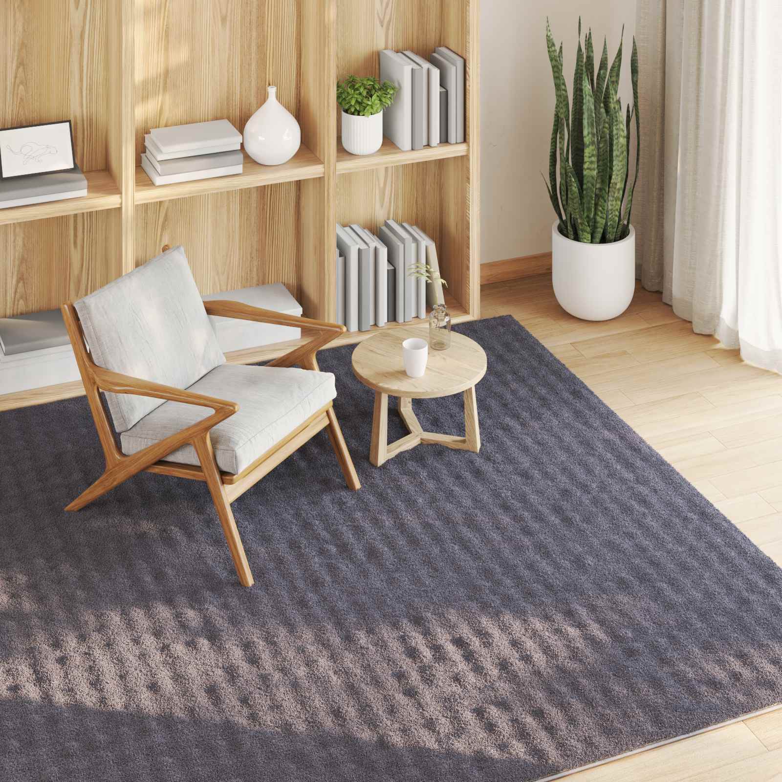 Vloerkleden Vierkant SIROLO Antraciet 200 x 200 cm Polyester