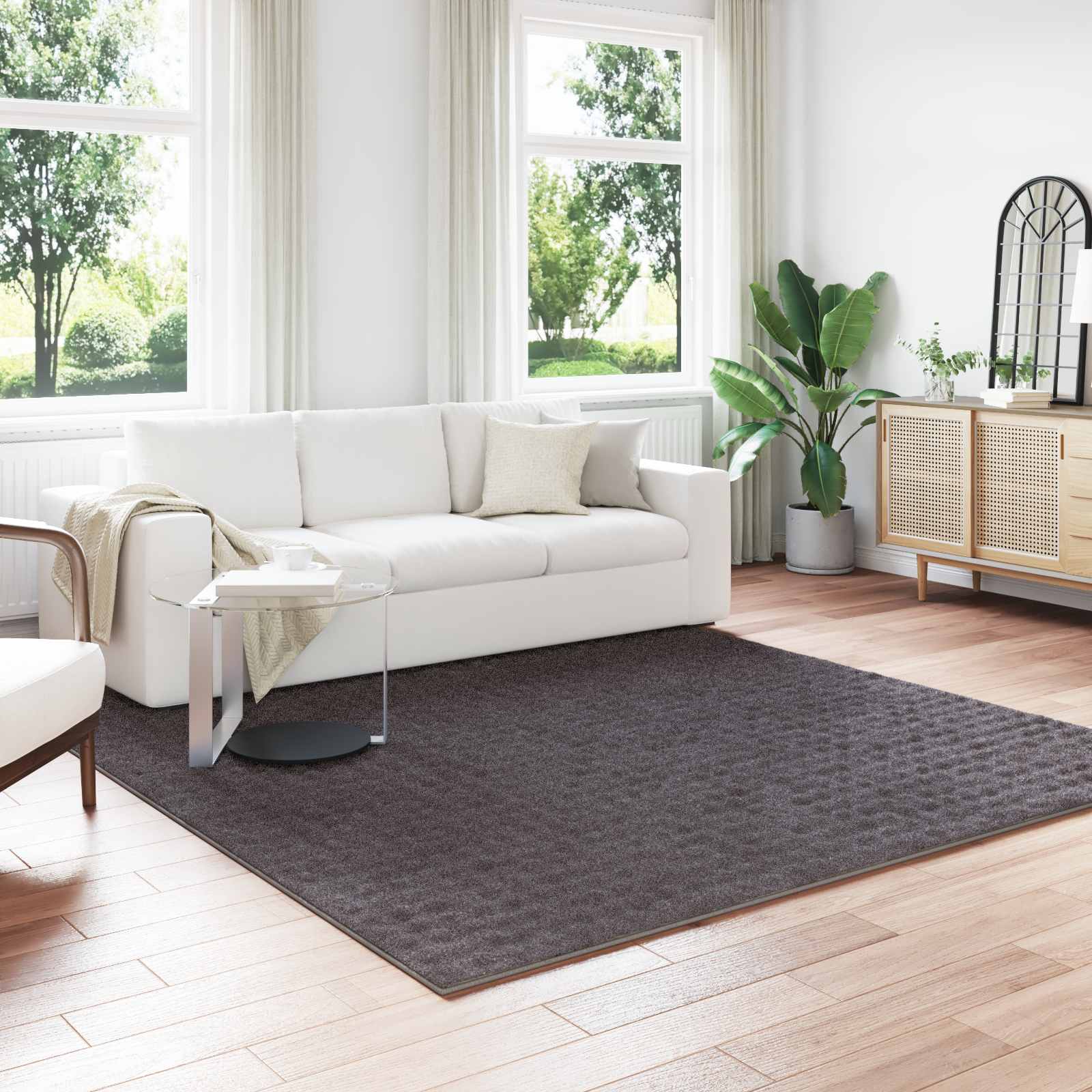 Vloerkleden Vierkant SIROLO Antraciet 240 x 240 cm Polyester