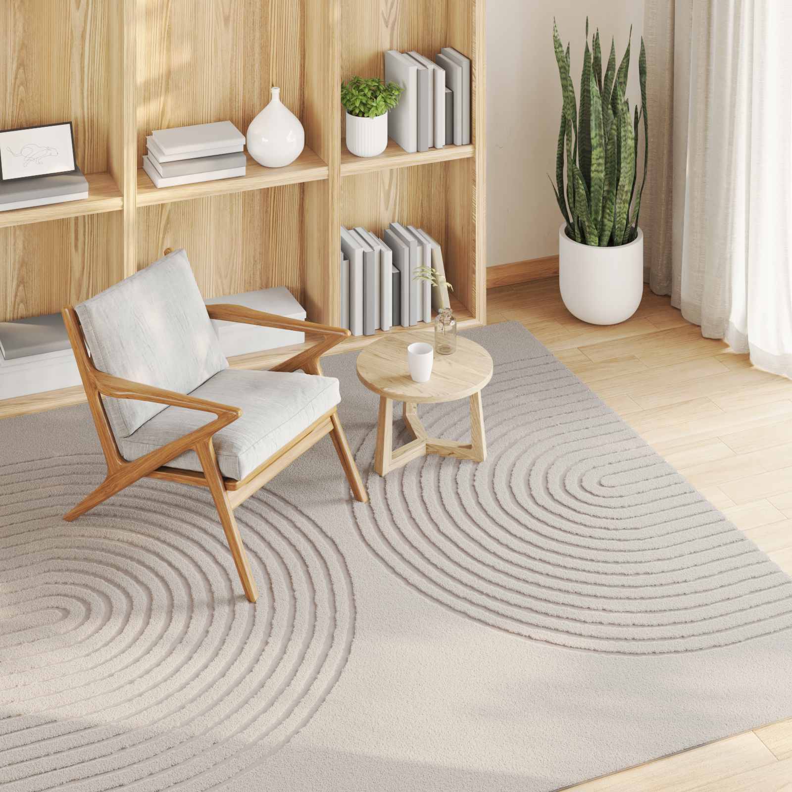Vloerkleden Vierkant GALATI Crème 120 x 120 cm Polyester