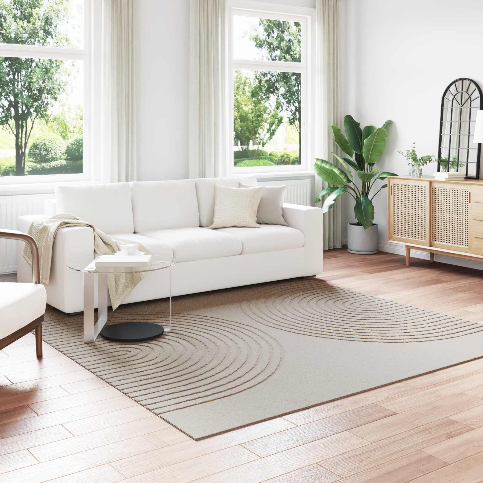 Vloerkleden Vierkant GALATI Crème 240 x 240 cm Polyester