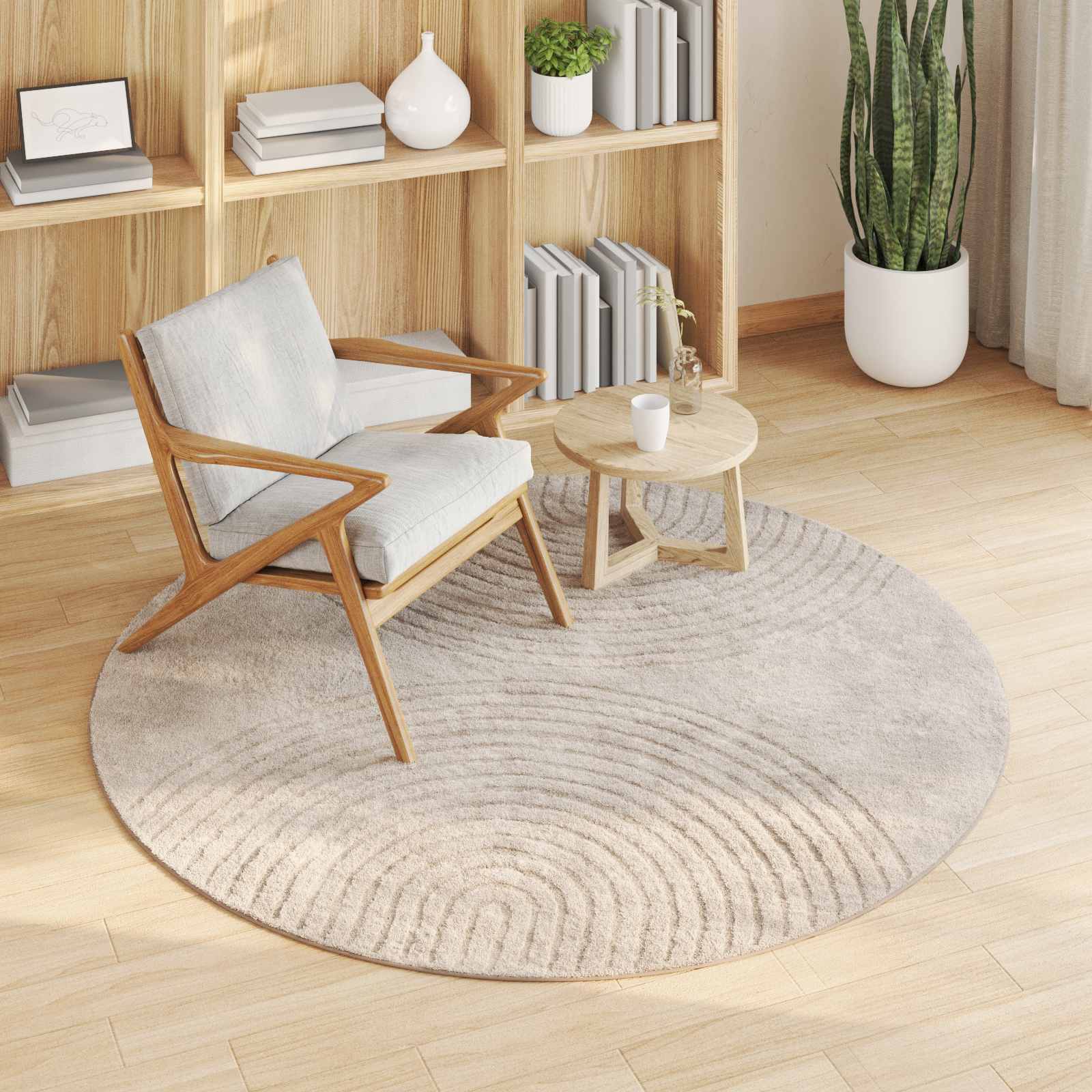 Vloerkleden Rond GALATI Beige Ø 160 CM Polyester