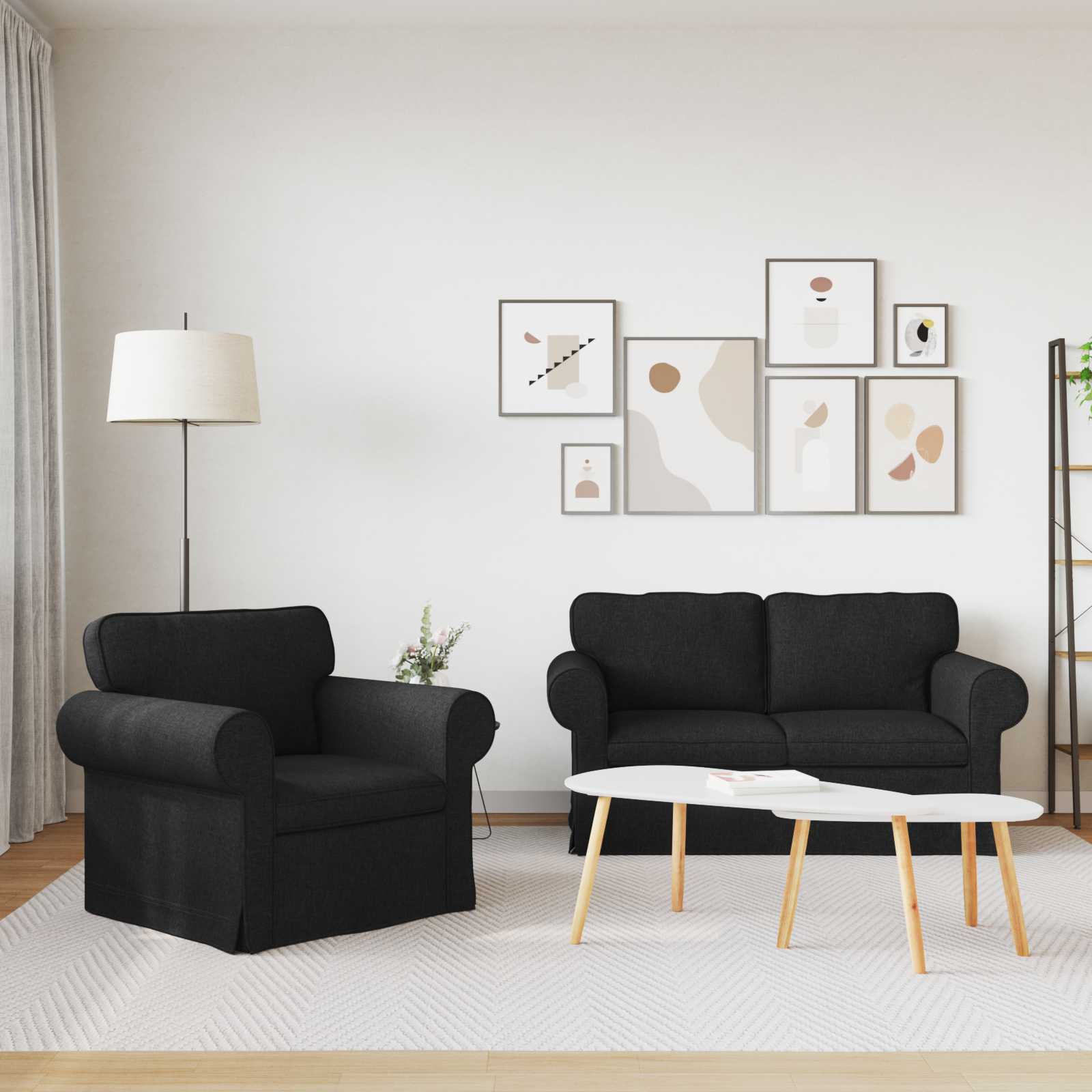 Bankstel 2 st Zwart Stof