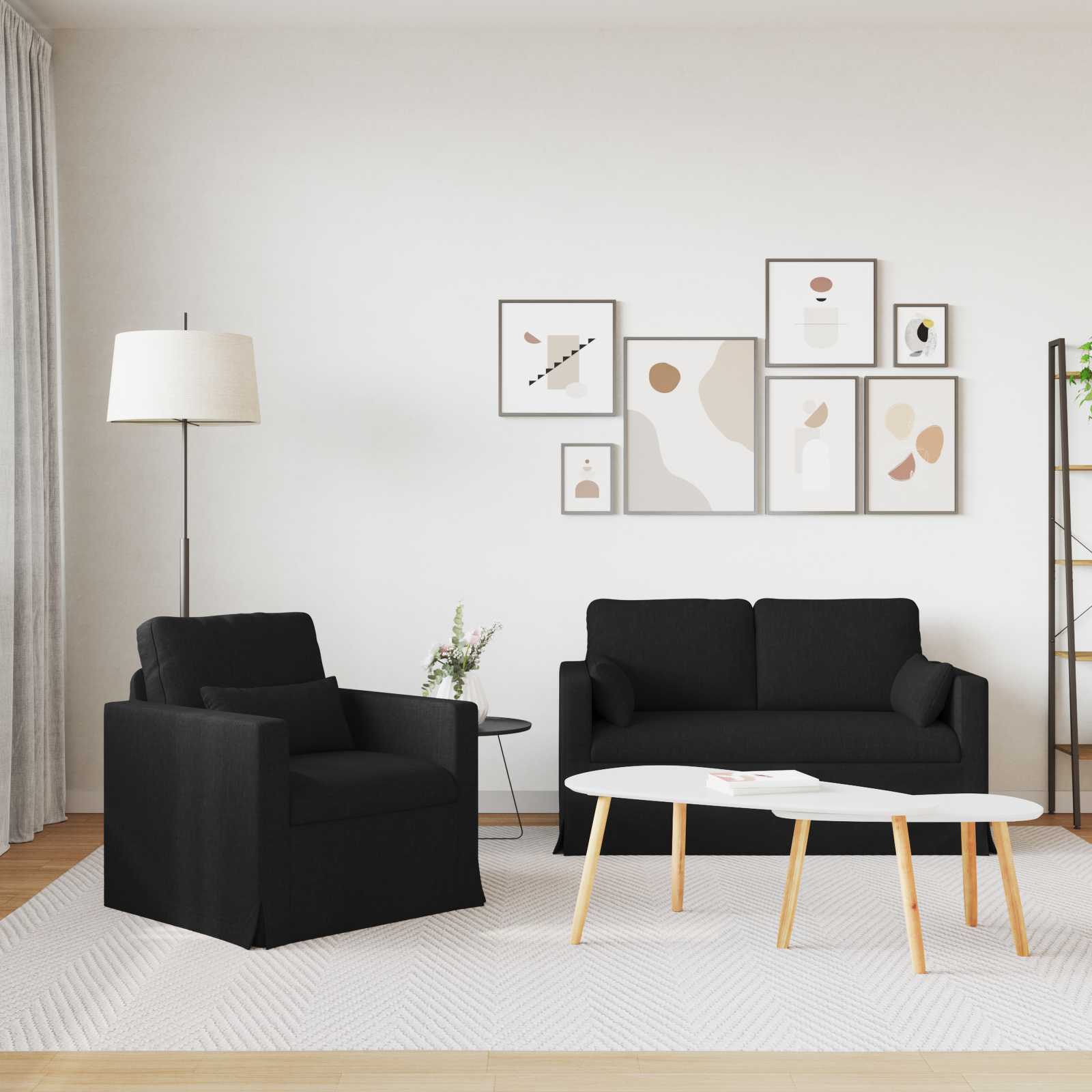 Bankstel 2 st Zwart Stof