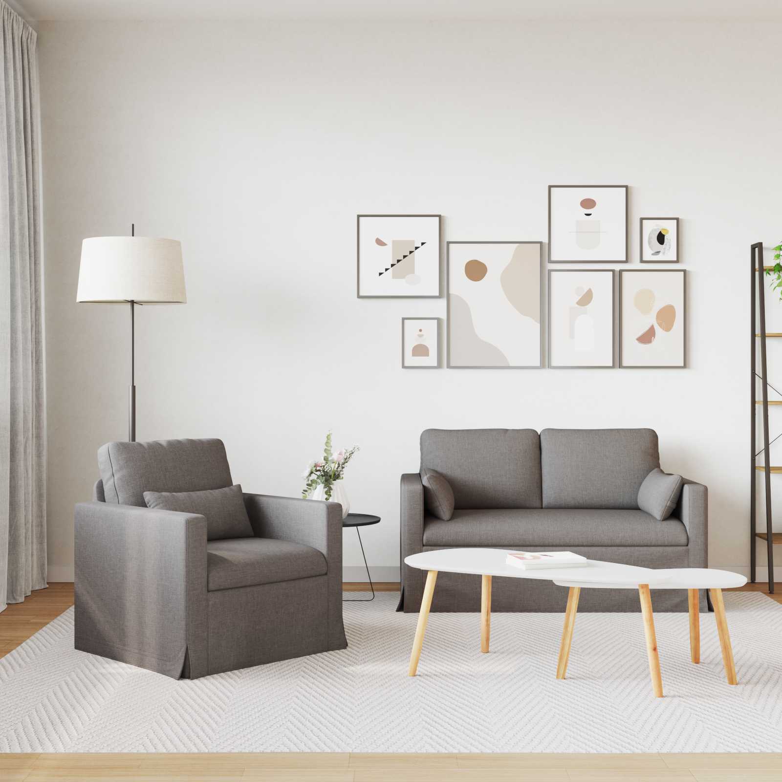 Bankstel 2 st Taupe Stof