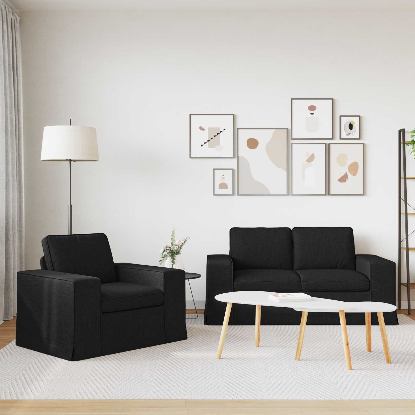 Bankstel 2 st Zwart Stof