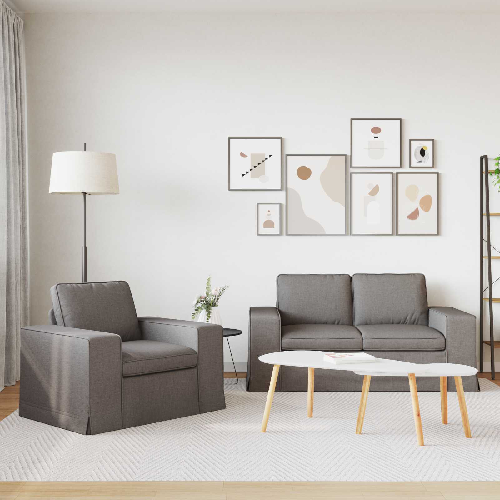 Bankstel 2 st Taupe Stof