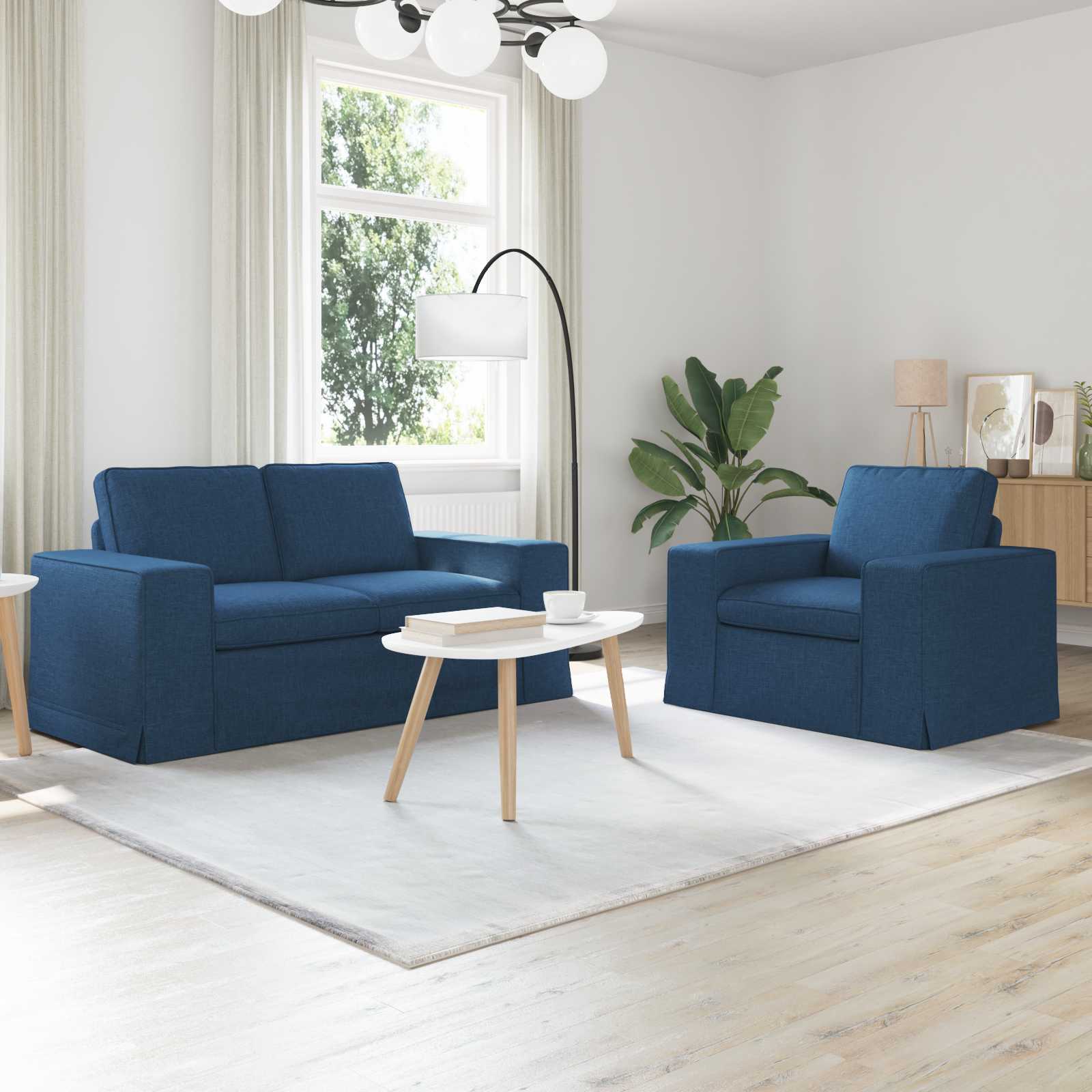 Bankstel 2 st Blauw Stof