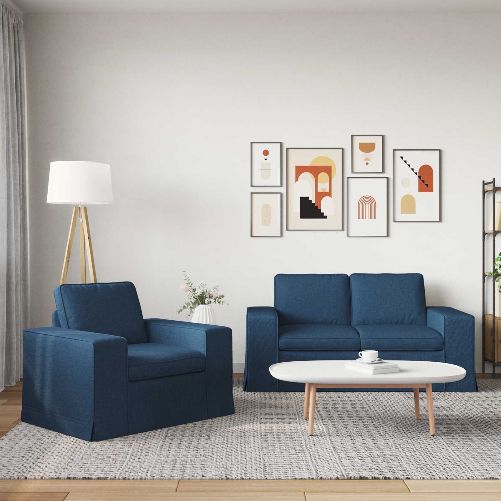 Bankstel 2 st Blauw Stof