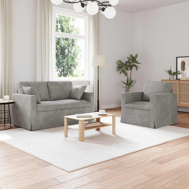 Bankstel 2 st Lichtgrijs Fluweel