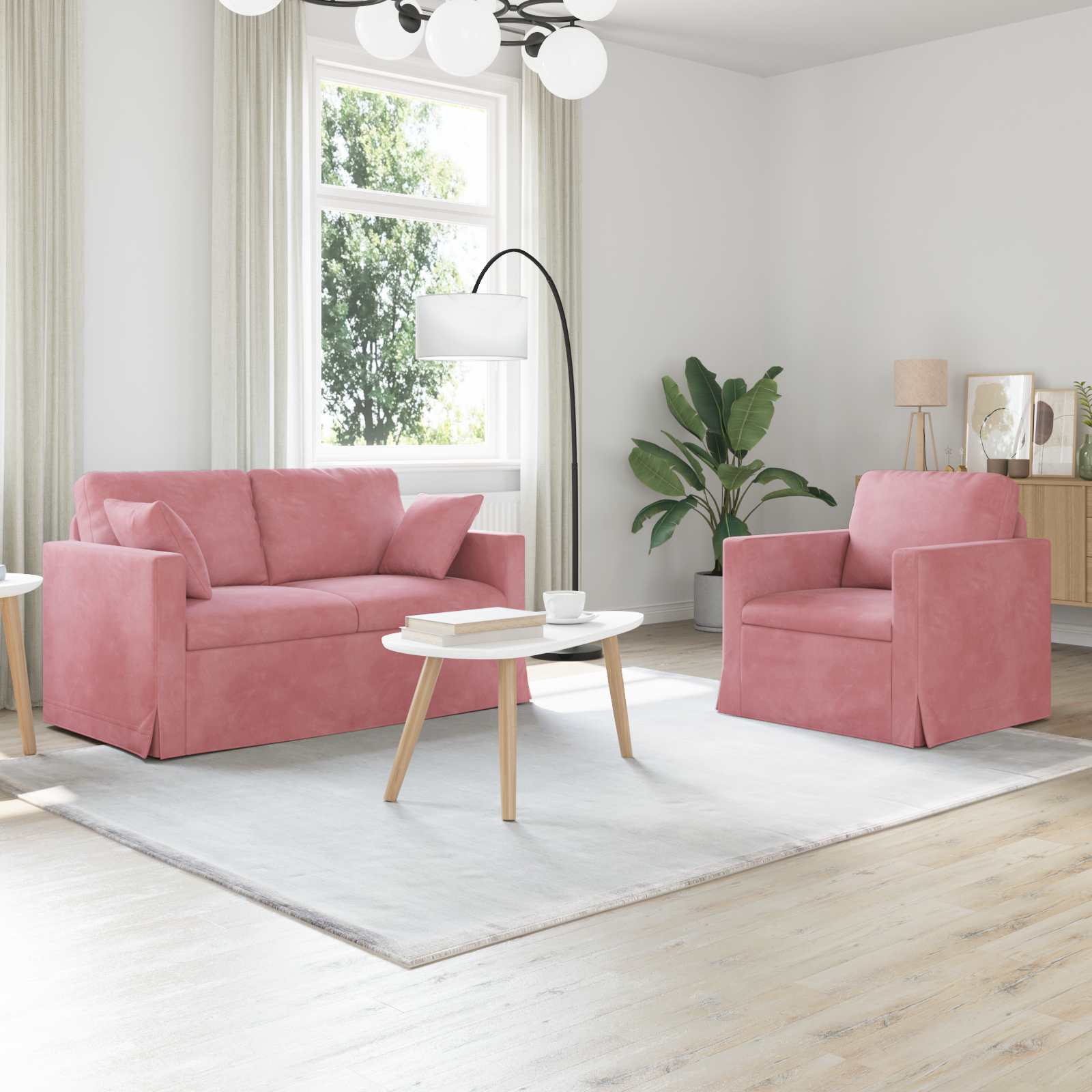 Bankstel 2 st Roze Fluweel