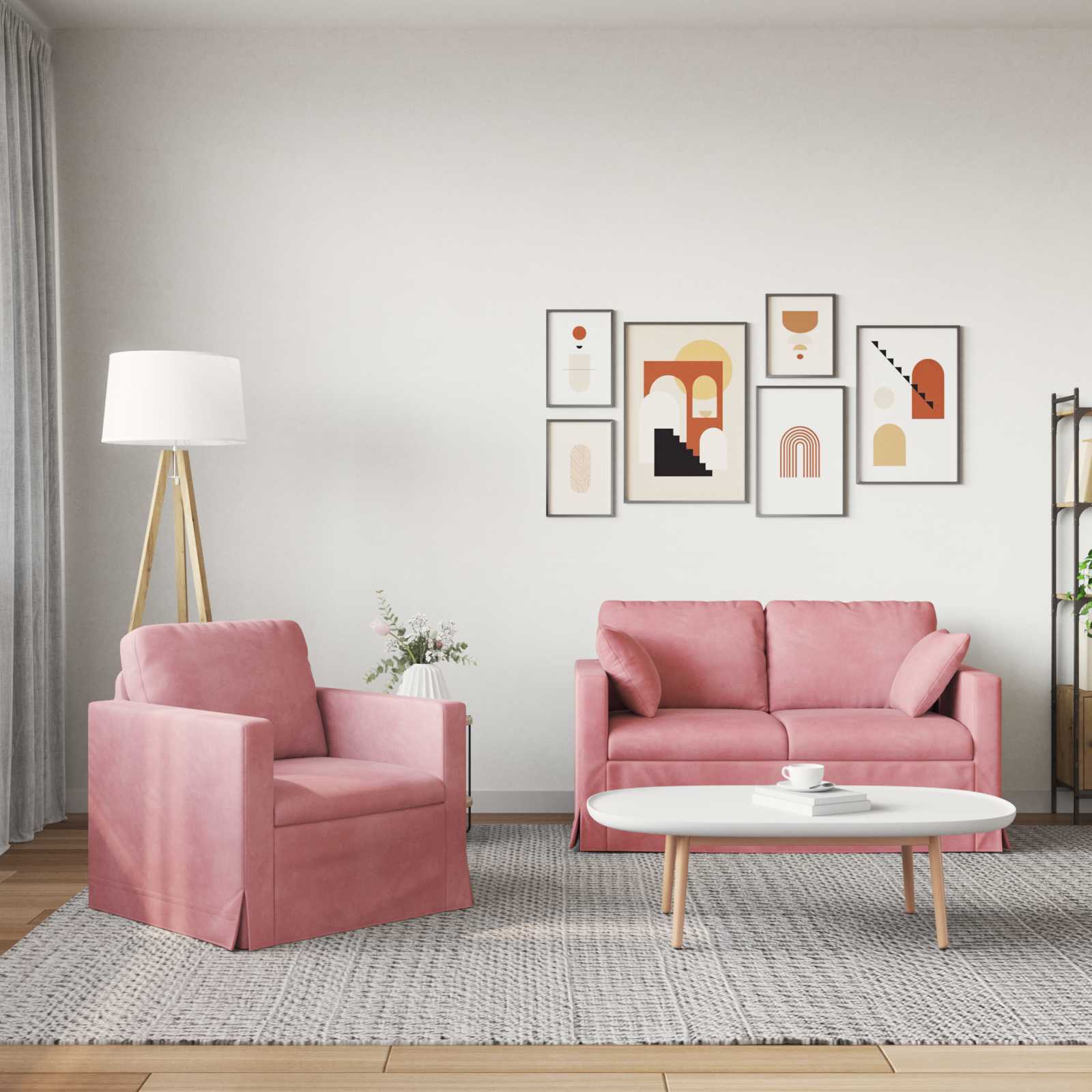 Bankstel 2 st Roze Fluweel