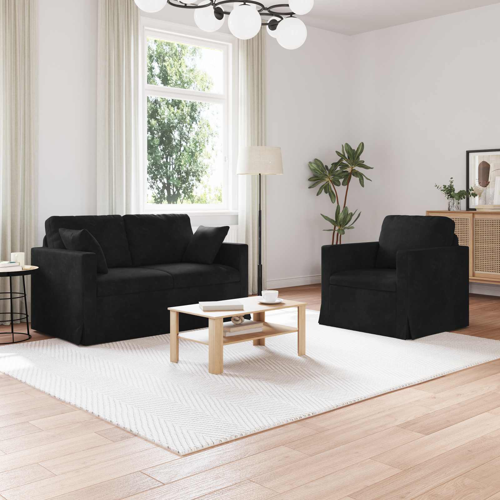 Bankstel 2 st Zwart Fluweel