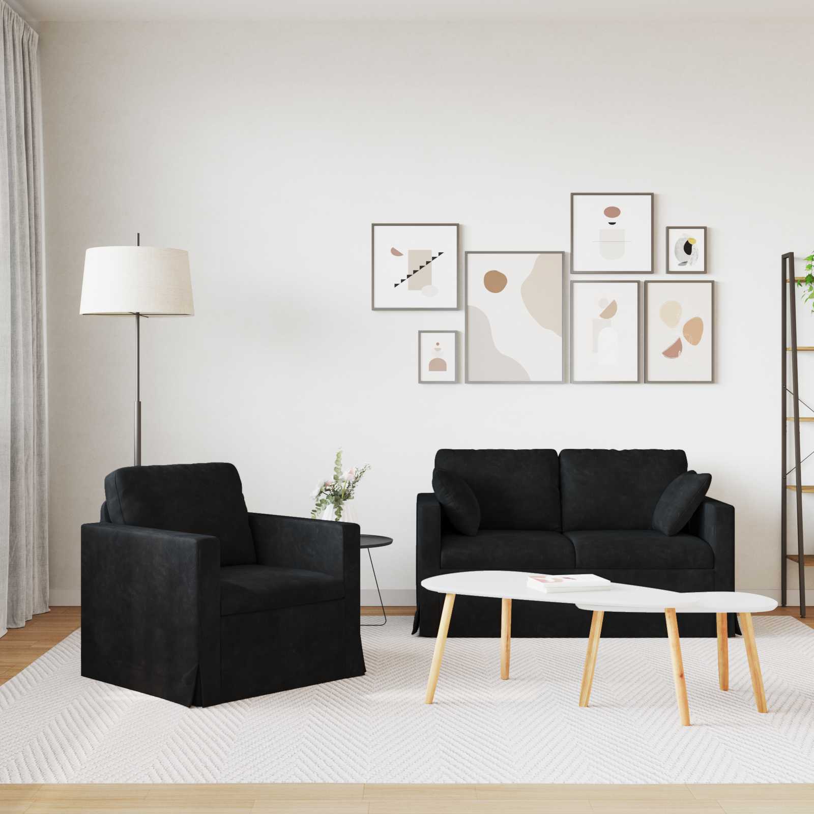 Bankstel 2 st Zwart Fluweel