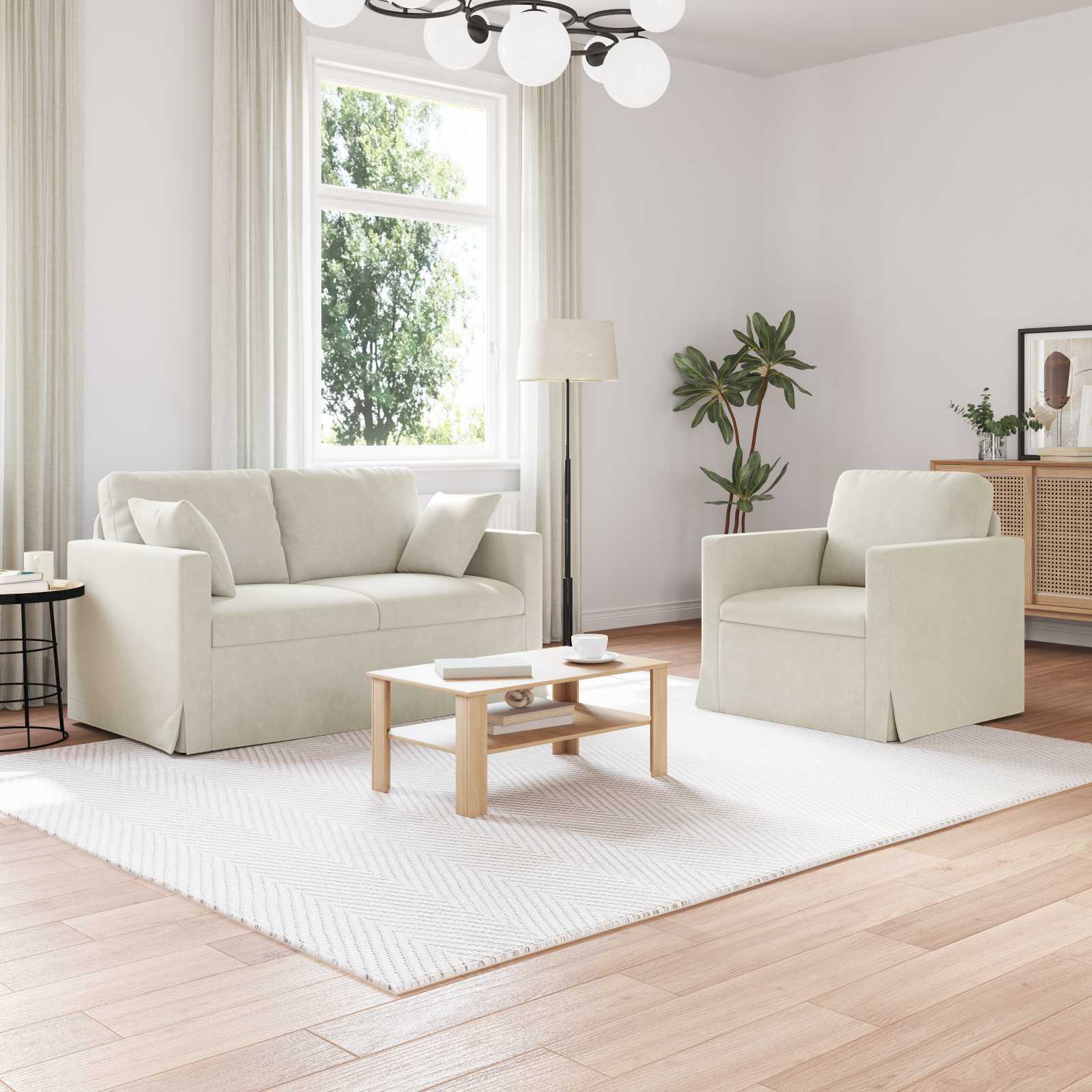 Bankstel 2 st Crème Fluweel