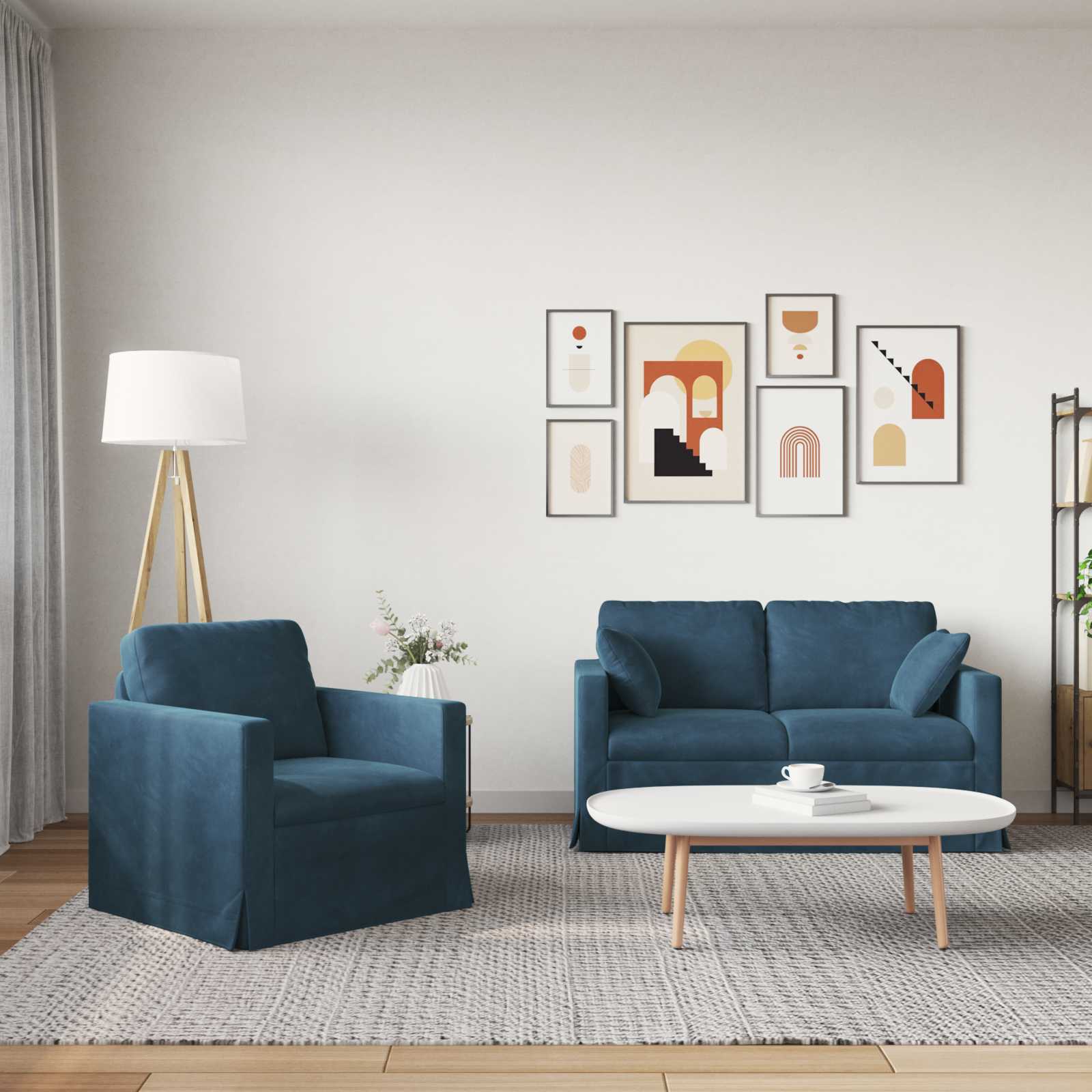 Bankstel 2 st Blauw Fluweel