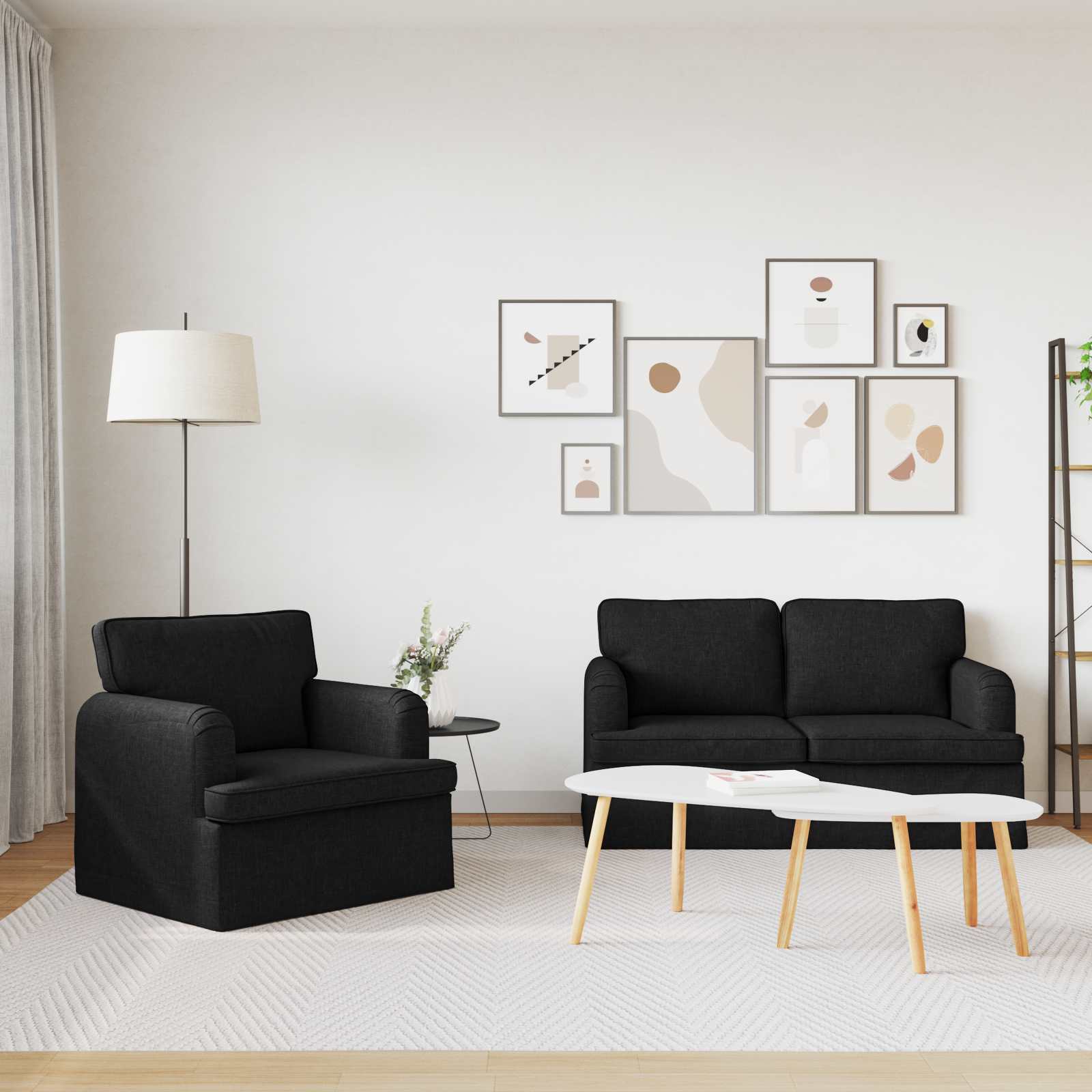 Bankstel 2 st Zwart Stof