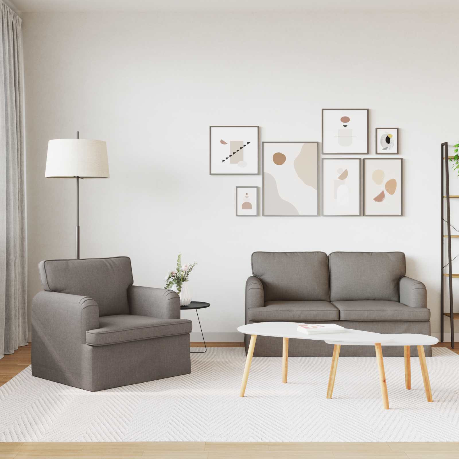 Bankstel 2 st Taupe Stof