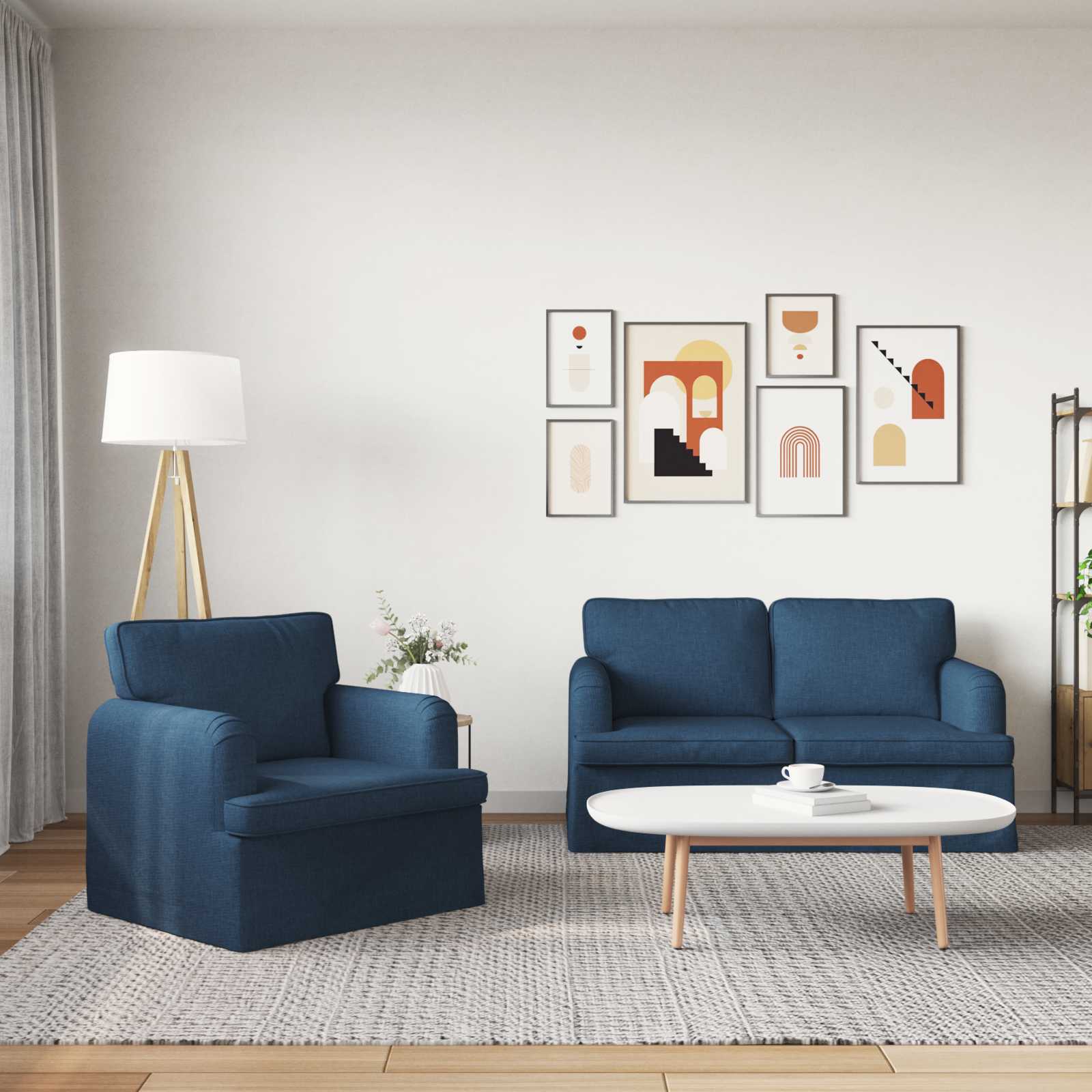 Bankstel 2 st Blauw Stof
